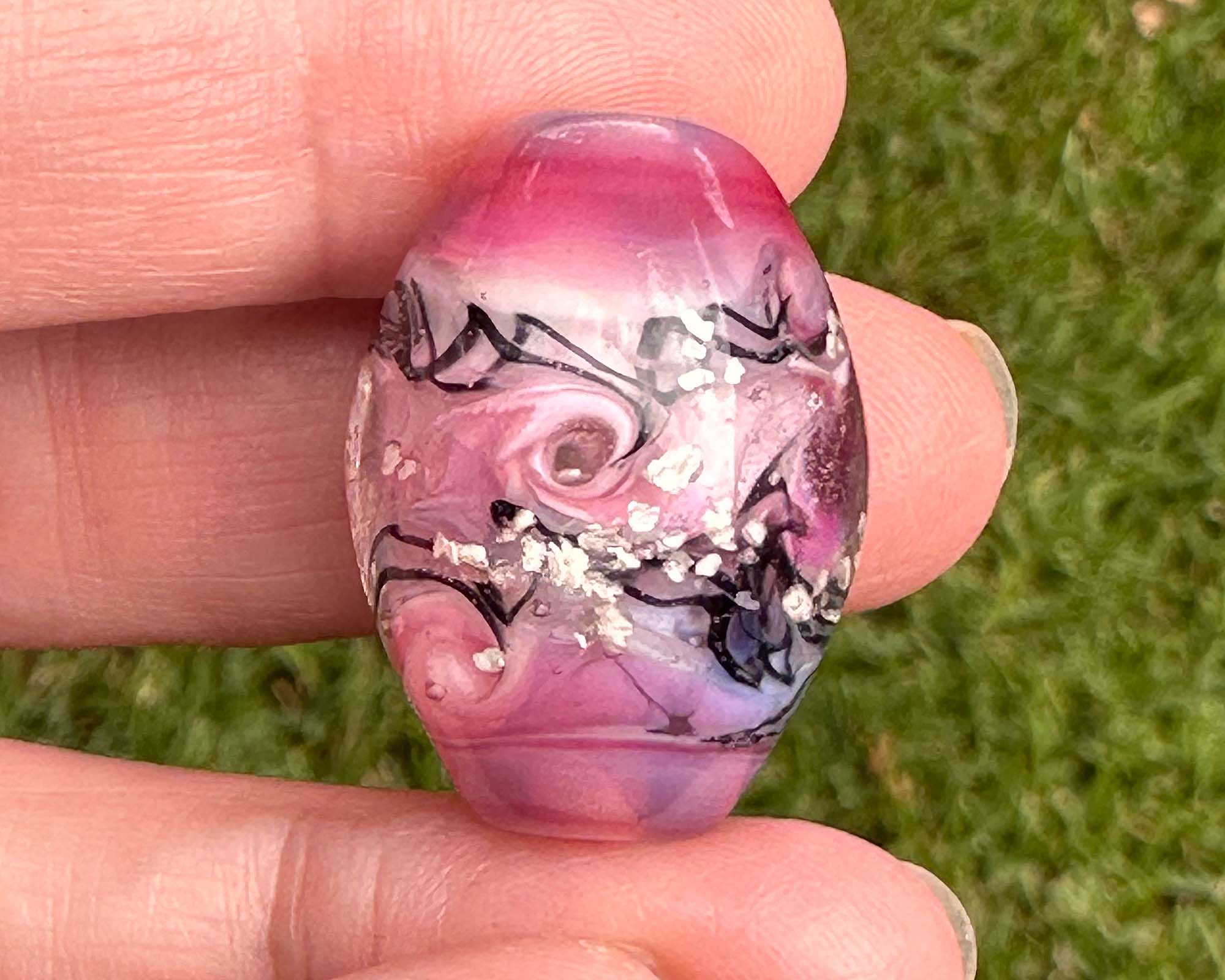 Handmade Pink Fantasy Lampwork Glass Focal Bead for Jewelry Making - Perfect for Necklaces, Bracelets & DIY Craft Projects