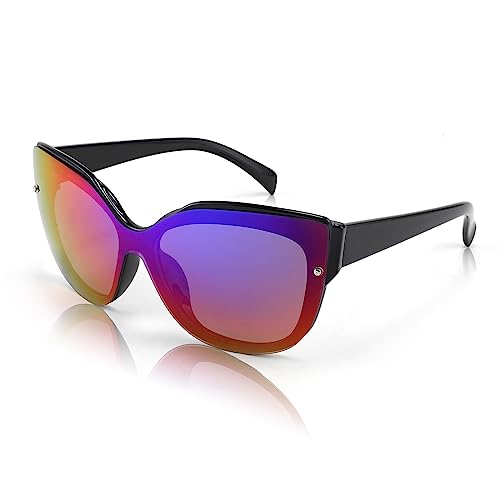 004 Bright Black Frame/Purple Mirror Lens