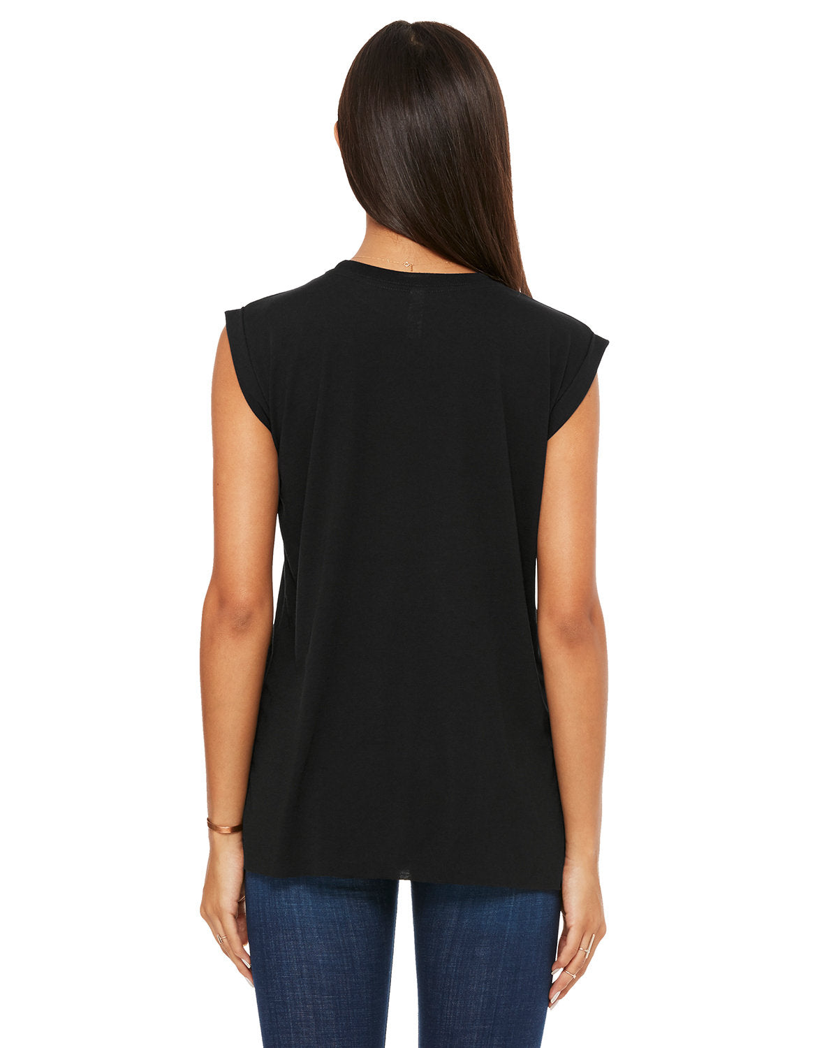 Bella + Canvas 8804 Women's Flowy Muscle Tee with Rolled Cuff - Soft V-Neck Workout Shirt for Yoga, Gym & Casual Wear