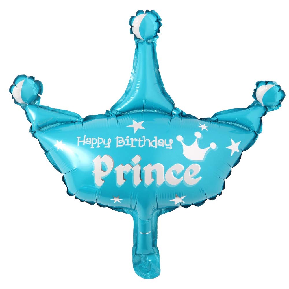 Mini Crown Blue Baby Shower Banner & Foil Balloons Set - Newborn Birthday Party Decorations for Boys & Girls - Perfect for Christening, 1st Birthday Celebrations & Gender Reveal Parties