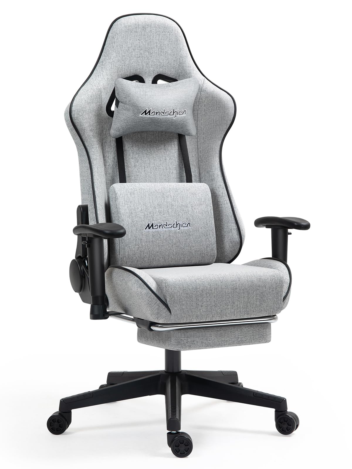 Premium Gaming Chair with Pocket Spring - Ergonomic High Back Office Chair with Massage & Footrest, Adjustable Armrest & Headrest - Reclining Computer Desk Chair for Racing Games & Long Work Sessions (Grey) - Perfect for Home Office, Gaming Setup & Streaming Studios