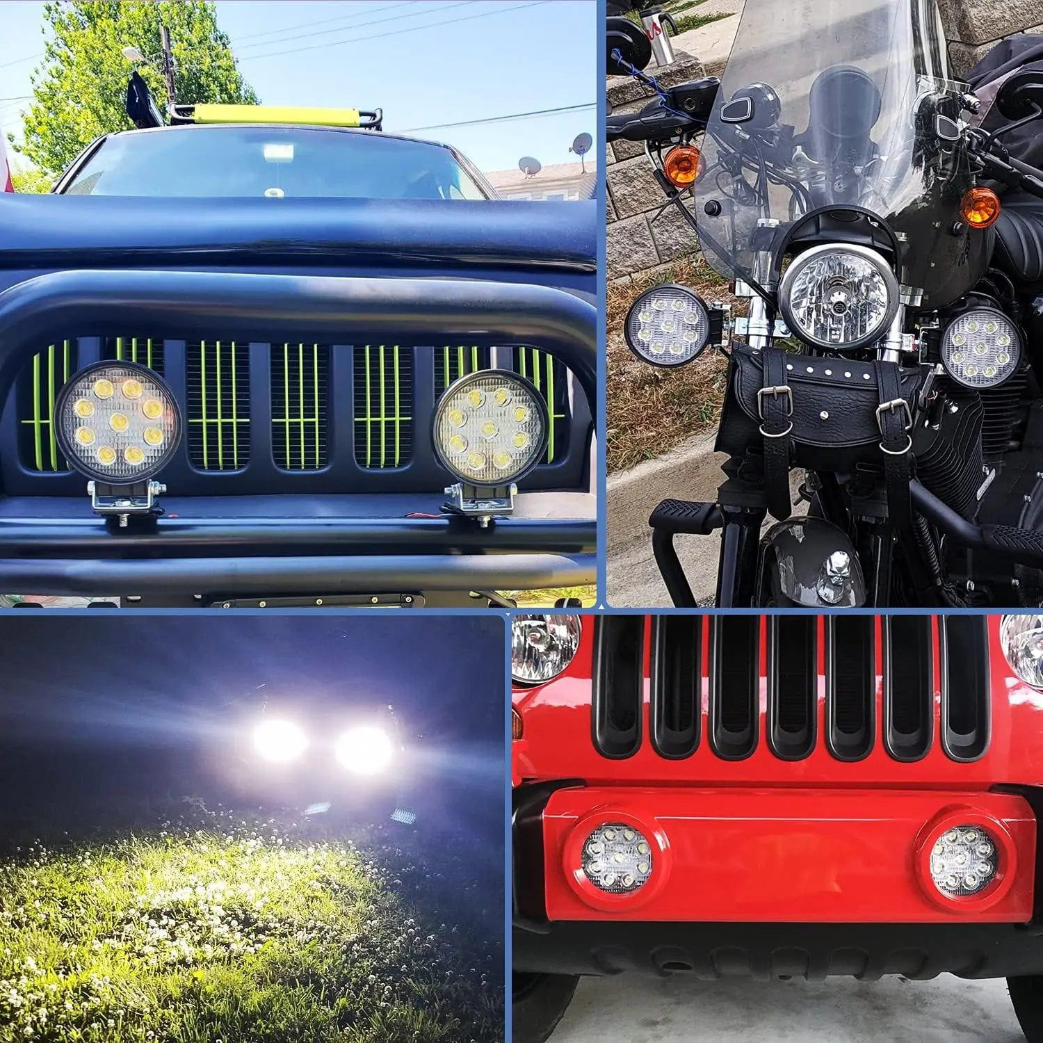 4.5 Inch 27W 3000LM Round Spot LED Work Lights (2 Pairs) - Waterproof Off-Road Lighting for Trucks, ATVs, Boats & Emergency Vehicles