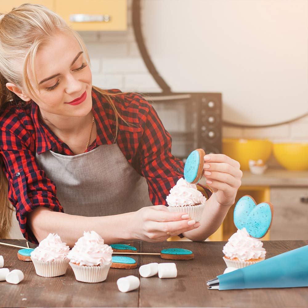 **Reusable Silicone Piping Bags for Baking - 9-Piece Cake Decorating Kit with 9 Couplers, 9 Ties & 6 Icing Tips (3 Sizes: 12”, 14”, 16”) - Perfect for Frosting, Cupcakes & Pastry Decor**