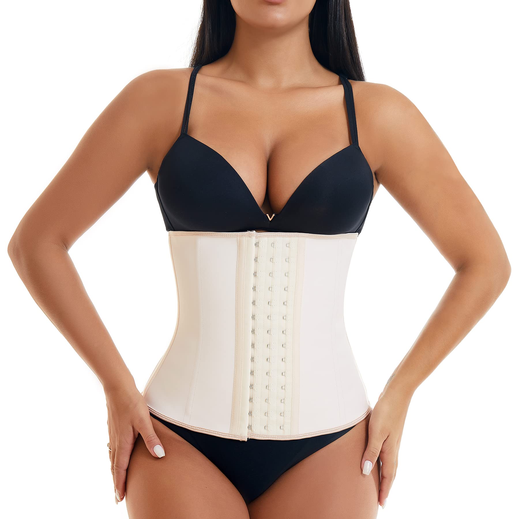 EESIM Latex Waist Trainer for Women - Sport Girdle Corset with Steel Bones & Extender - Body Shaper for Workouts, Postpartum & Everyday Slimming