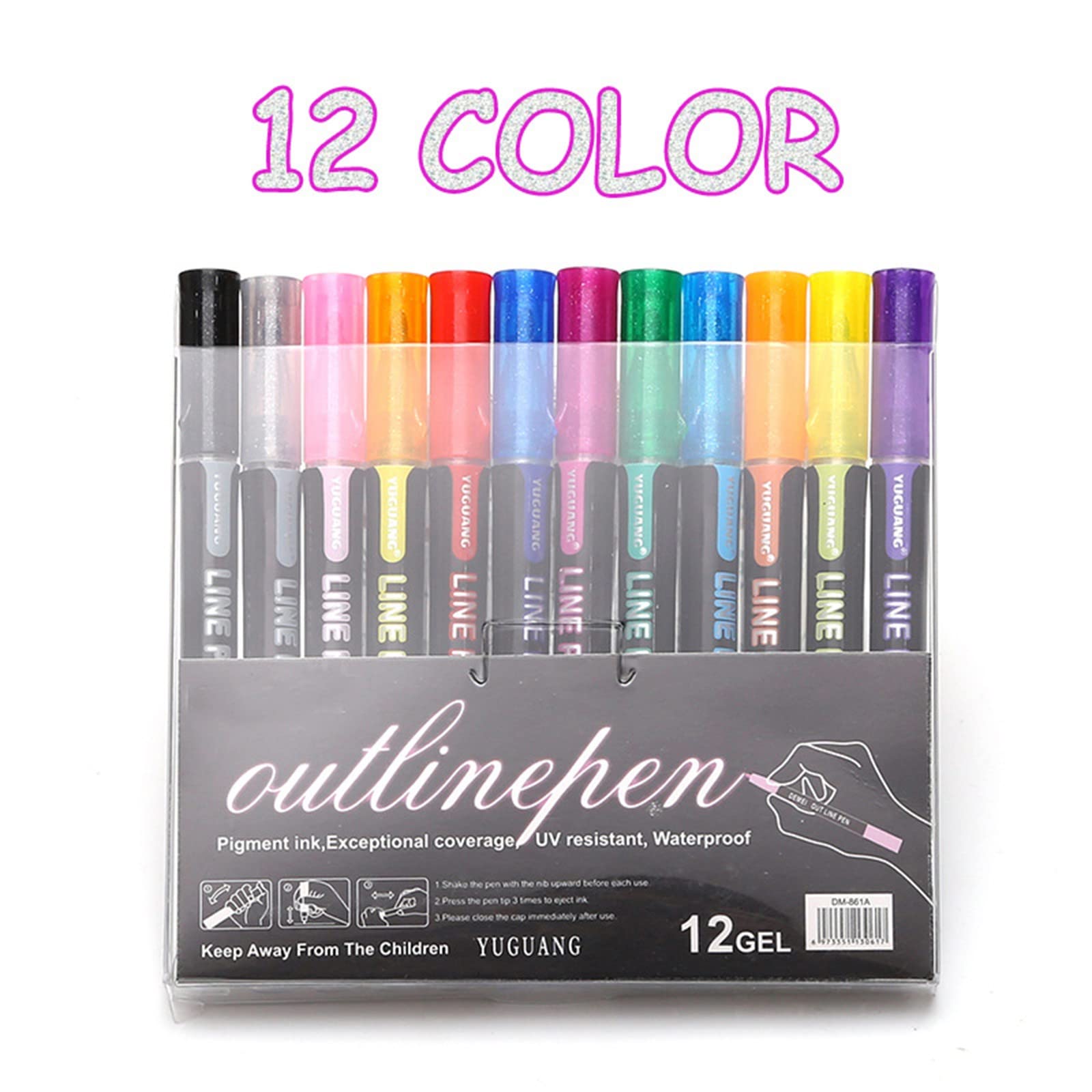 Boddenly 12-Color Shimmer Paint Set with 2ml Paint Pens for DIY Greeting Cards, Drawing & Crafts - Perfect for Artists, Kids & Craft Enthusiasts (Multicolor, One Size) - Ideal for Home Decor, School Projects & Handmade Gifts
