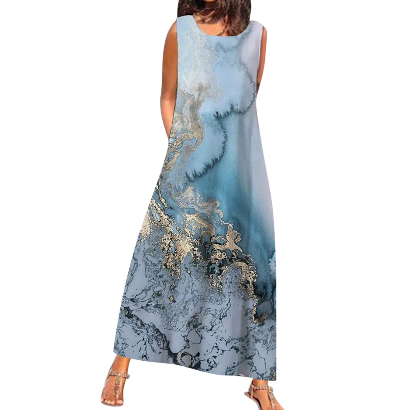 Boho Maxi Dress for Women - Floral Summer Party & Wedding Guest Dress | Sleeveless Flowy Casual Dress for Beach, Vacation & Outdoor Events