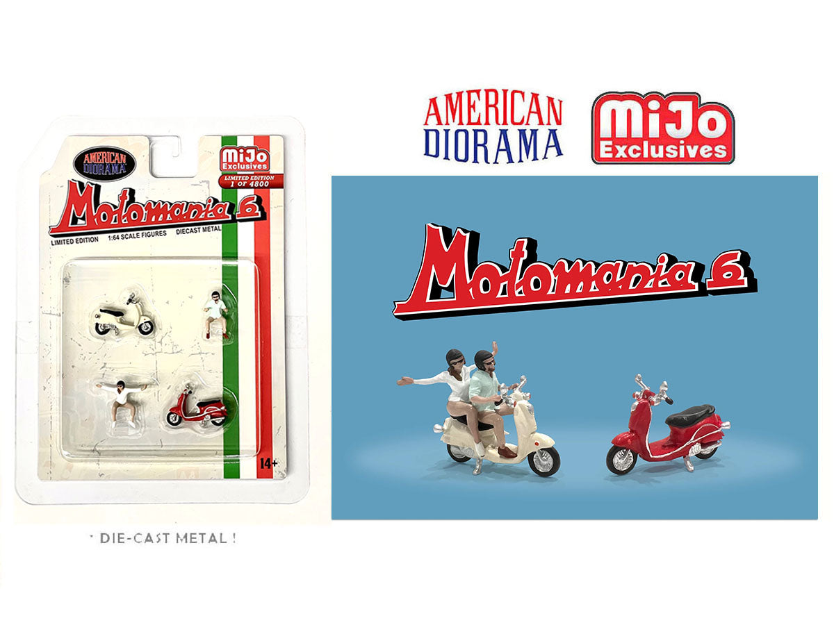 American Diorama 1/64 Scale Motomania 6 Action Figure Set - MIJO Exclusives Collectible Miniatures for Model Scenes & Diorama Displays