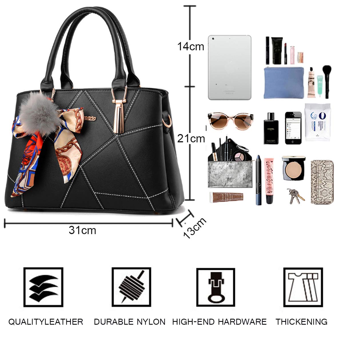 Stylish Women's PU Leather Crossbody Tote Bag - Fashionable Shoulder Purse with Hairball Design for Work, Travel & Daily Use