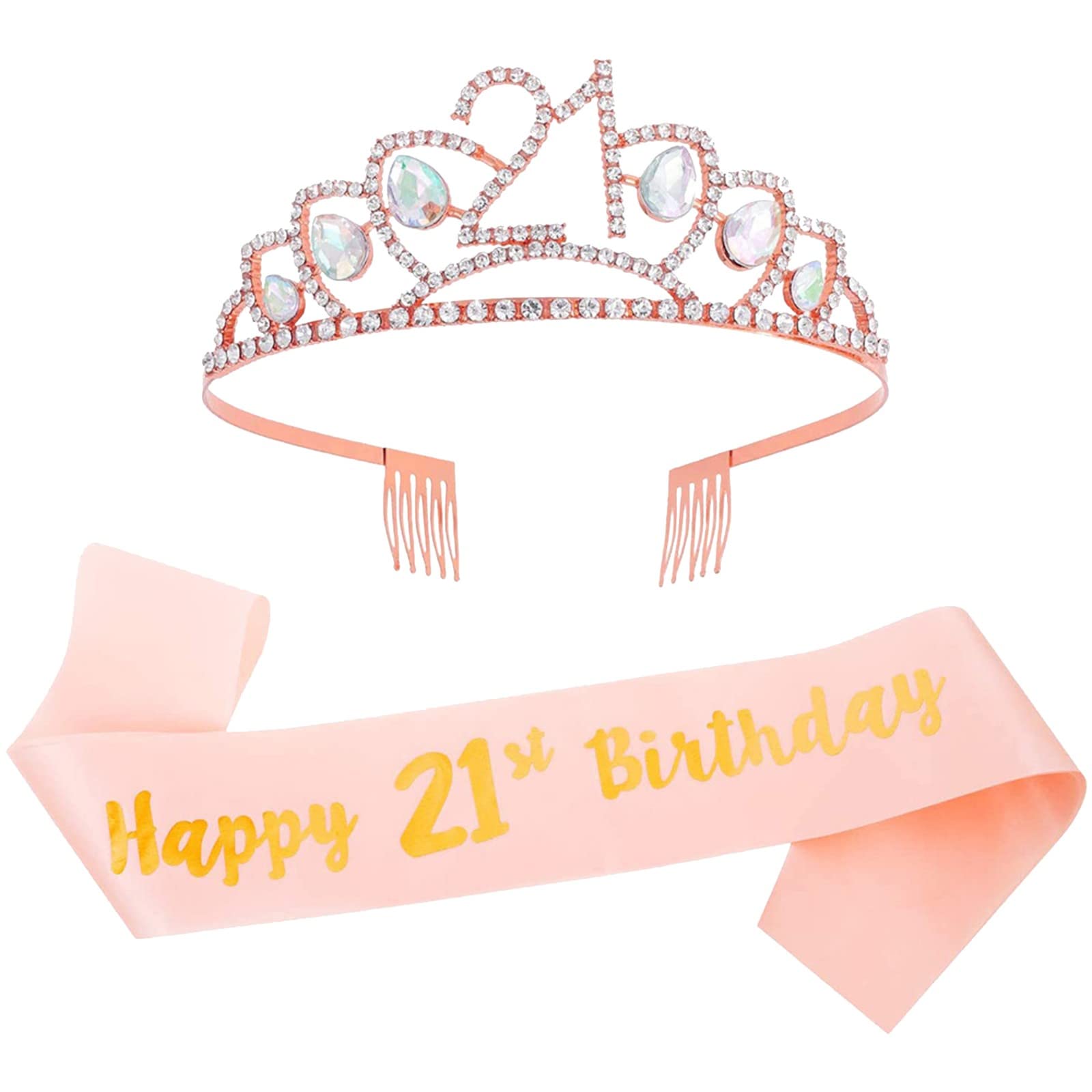 Rose Gold Happy Birthday Banner & Pull Flag Set - Girls Birthday Party Decorations for 12th, 18th, 30th Birthday | Number Decor, Party Supplies for Women & Teens | Perfect for Indoor & Outdoor Celebrations