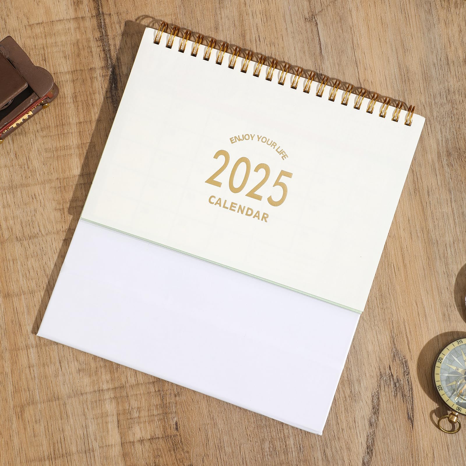 2025 Small Desk Calendar with Metal Ring Twin-Wire Binding - Monthly Planner from Now to December 2025 for Home, Office & School Use - Perfect for Scheduling, Productivity & Organization (White)