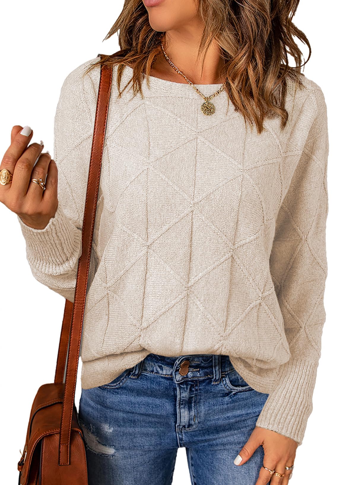 EVALESS Women's Lightweight Long Batwing Sleeve Pullover Sweater - Casual Crewneck Knit Top for Fall & Spring 2025 | Perfect for Office Wear, Weekend Outfits and Layering