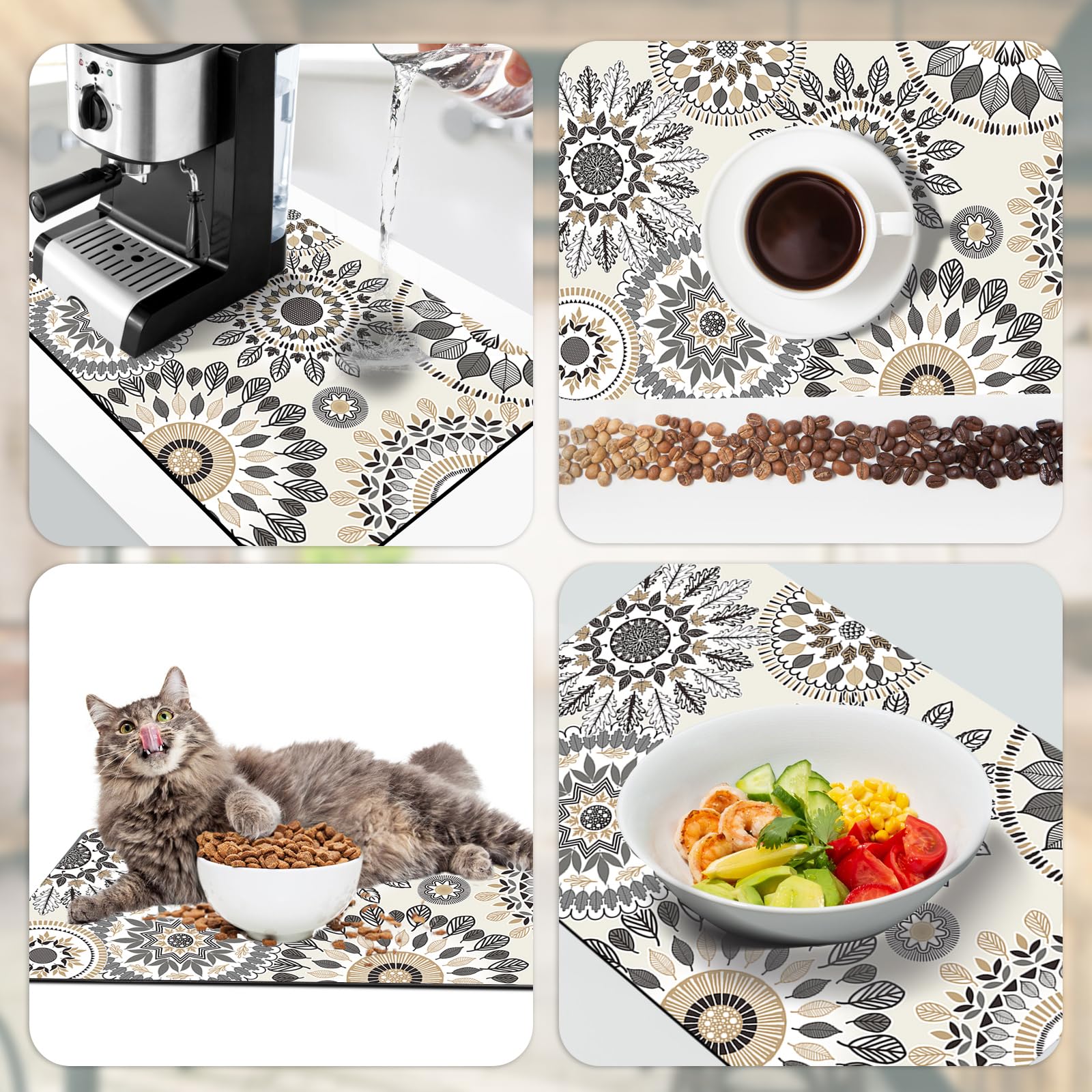 Premium Absorbent Dish Drying Mat with Non-Slip Rubber Backing - 16