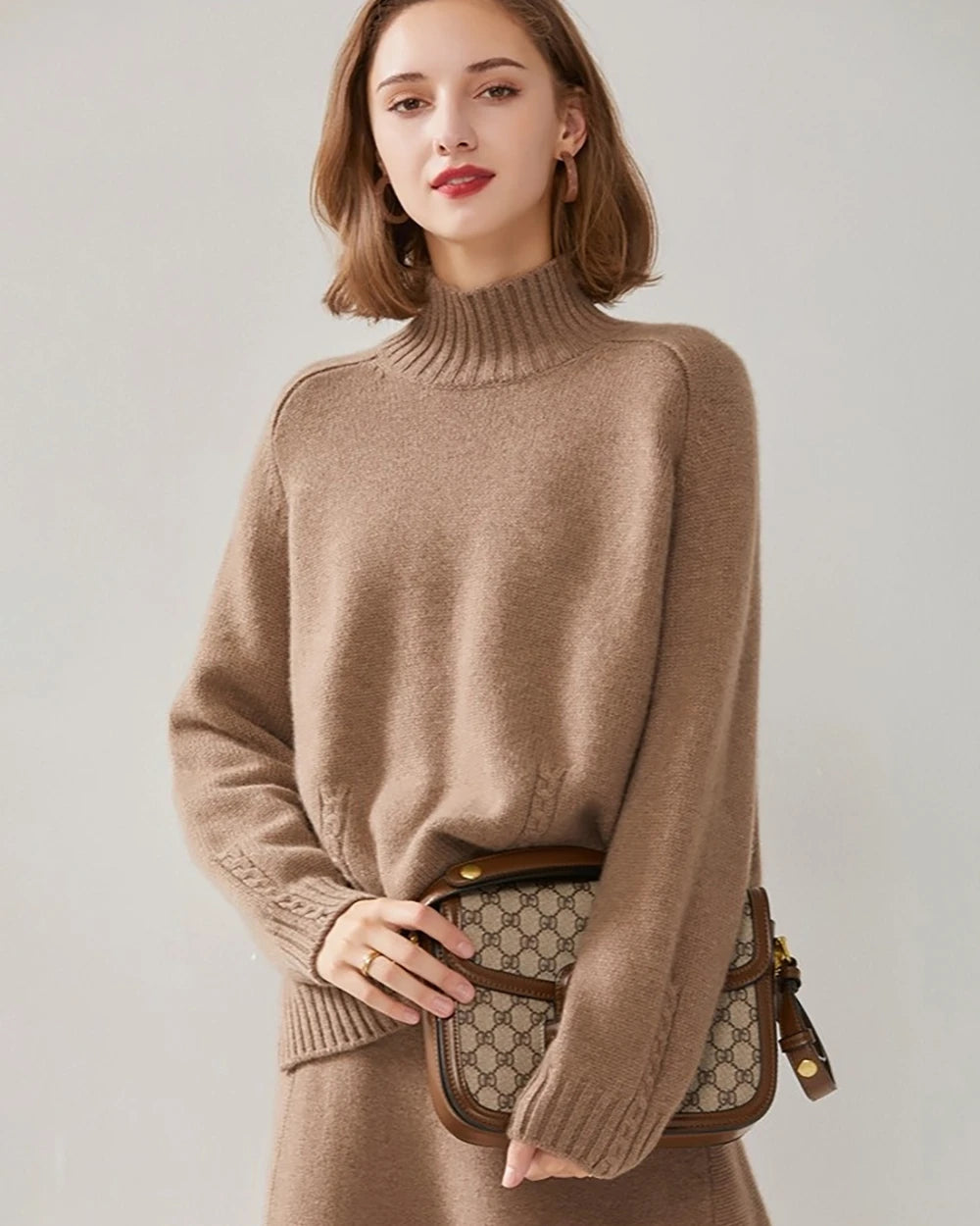 Luxury Oversized Mock Neck Cashmere Sweater for Women - Soft & Warm Winter Pullover - Perfect for Holiday Parties & Cozy Nights
