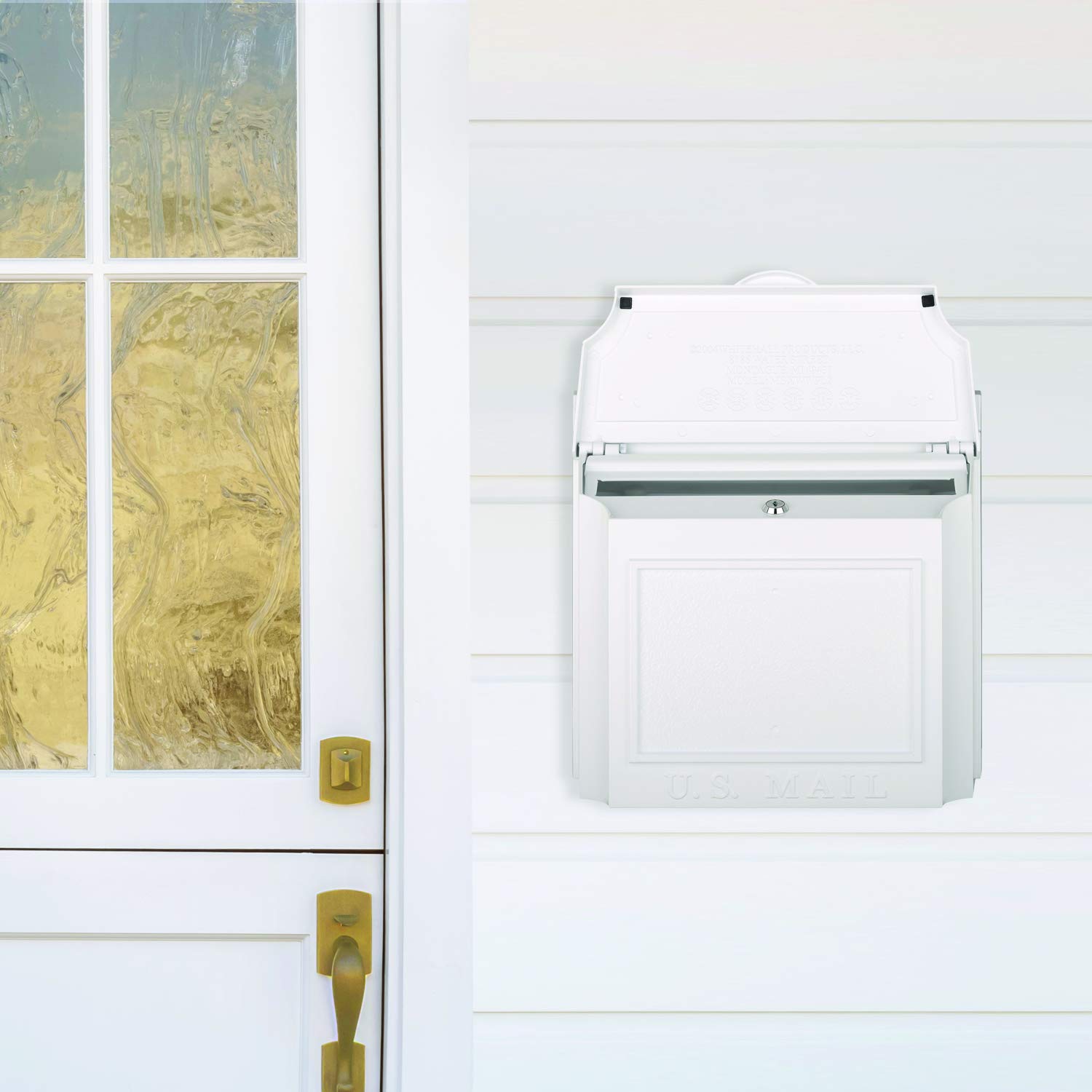 Whitehall Products 16139 White Wall Mounted Mailbox - Weatherproof Outdoor Mailbox for Home, Office, Apartment & Business Use