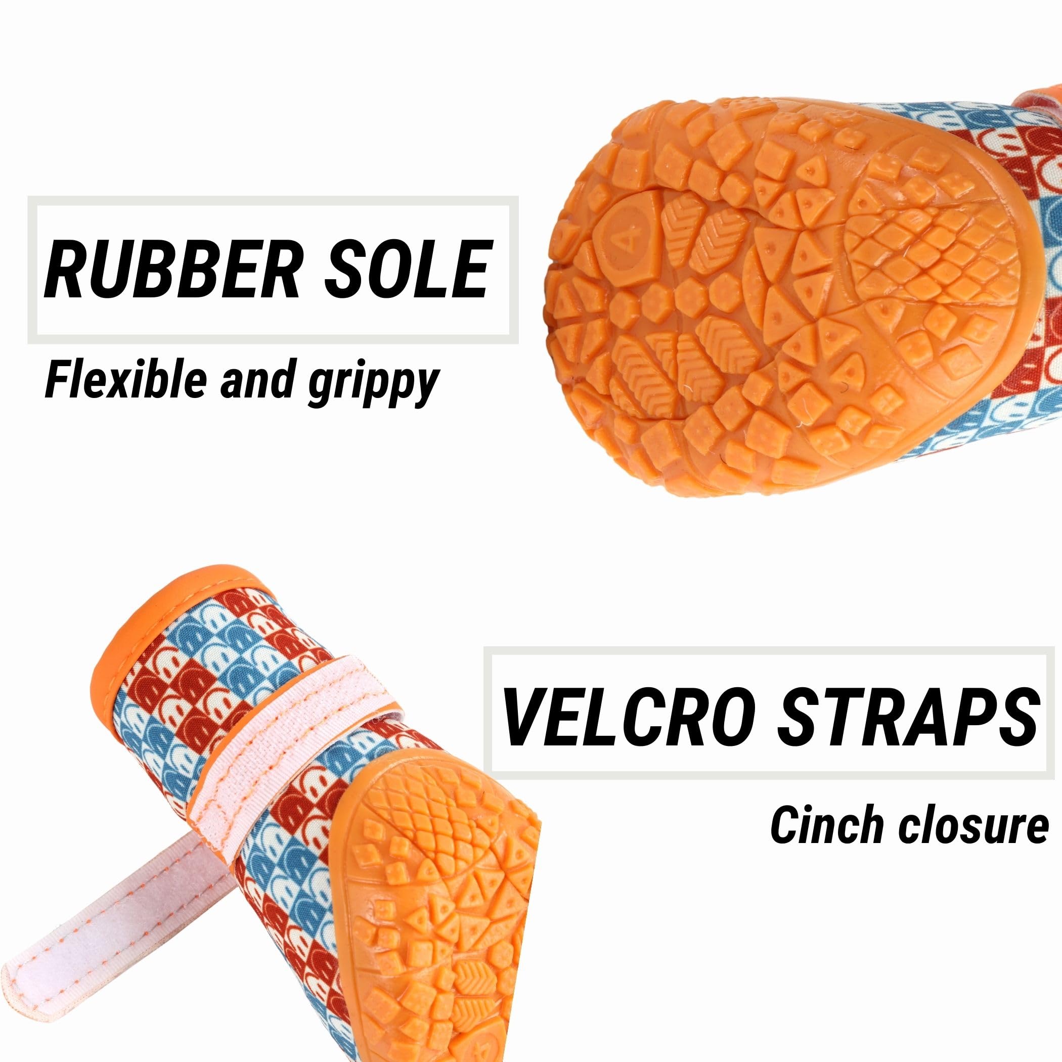 Waterproof Anti-Slip Dog Boots for Small & Medium Dogs - Paw Protectors for Hot Pavement & Hardwood Floors - Orange & Blue Pet Shoes (4PCS Size 3) - Perfect for Walking, Hiking & Indoor Protection
