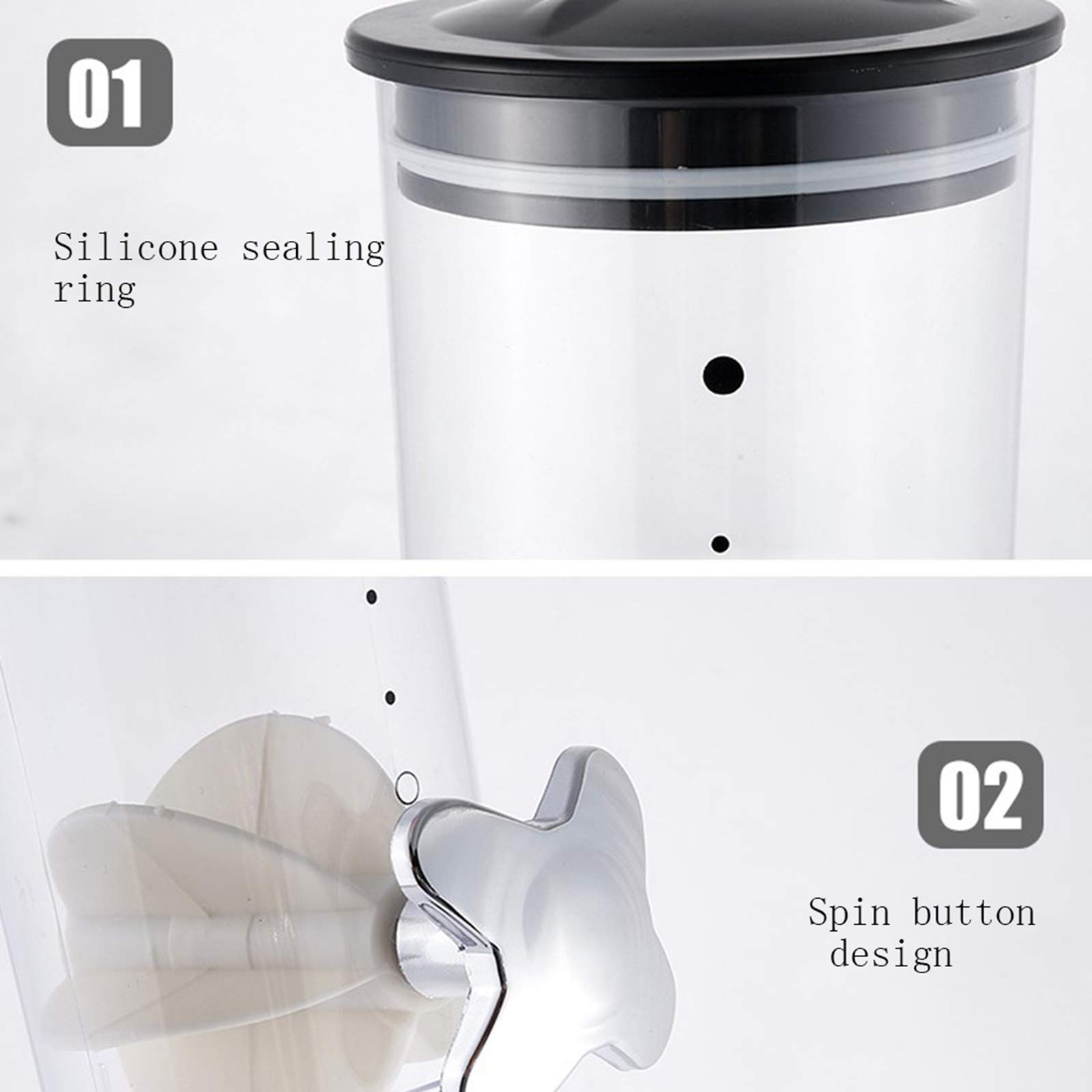 Large Transparent Wall-Mounted Grain Storage Container - Airtight Multi-Grain Dispenser for Rice, Beans, Oatmeal & Cereals | Perfect for Kitchen Pantry Organization & Bulk Food Storage