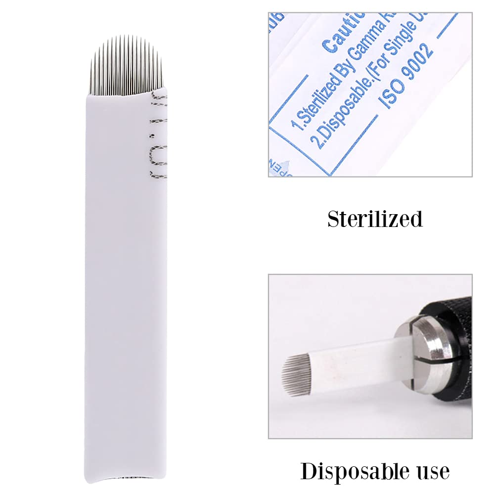 50 Pack Curved 18-Pin Microblading Blades for Semi-Permanent Eyebrow Tattoo - Professional Brow Shaping & Hair Stroke Technique for Natural-Looking Results (Perfect for Salon, Spa & Home Use)