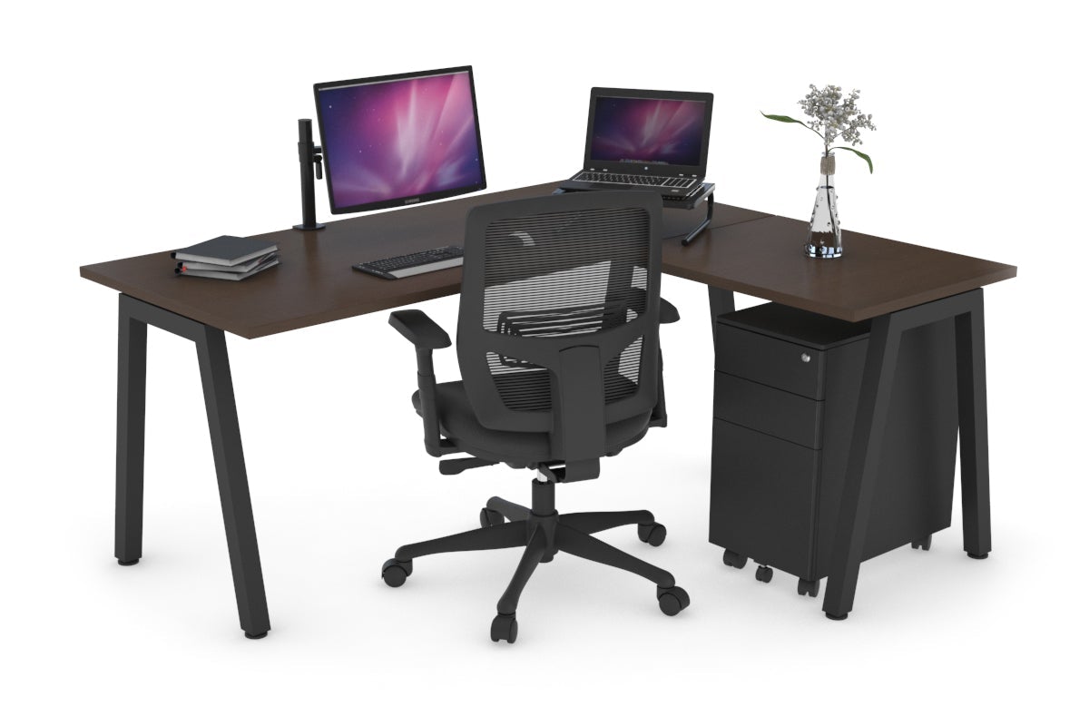 L-Shaped Corner Office Desk with Quadro A Legs - 1400L x 1450W - Modern Ergonomic Workstation for Home Office & Gaming Setup