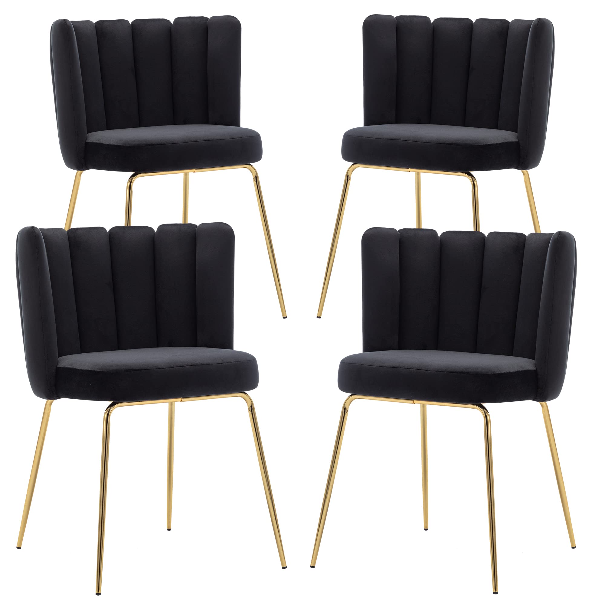 Velvet Dining Chairs Set of 4 - Modern Upholstered Barrel Accent Chairs with Gold Metal Legs for Kitchen, Dining Room & Living Room - Soft & Stylish Seating for Home Decor, Dinner Parties & Relaxing