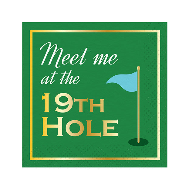 19th Hole Golf Themed Cocktail Napkins - 40 Pack | Premium Absorbent Paper Drink Napkins for Golf Parties, Bar Decor & Home Entertaining