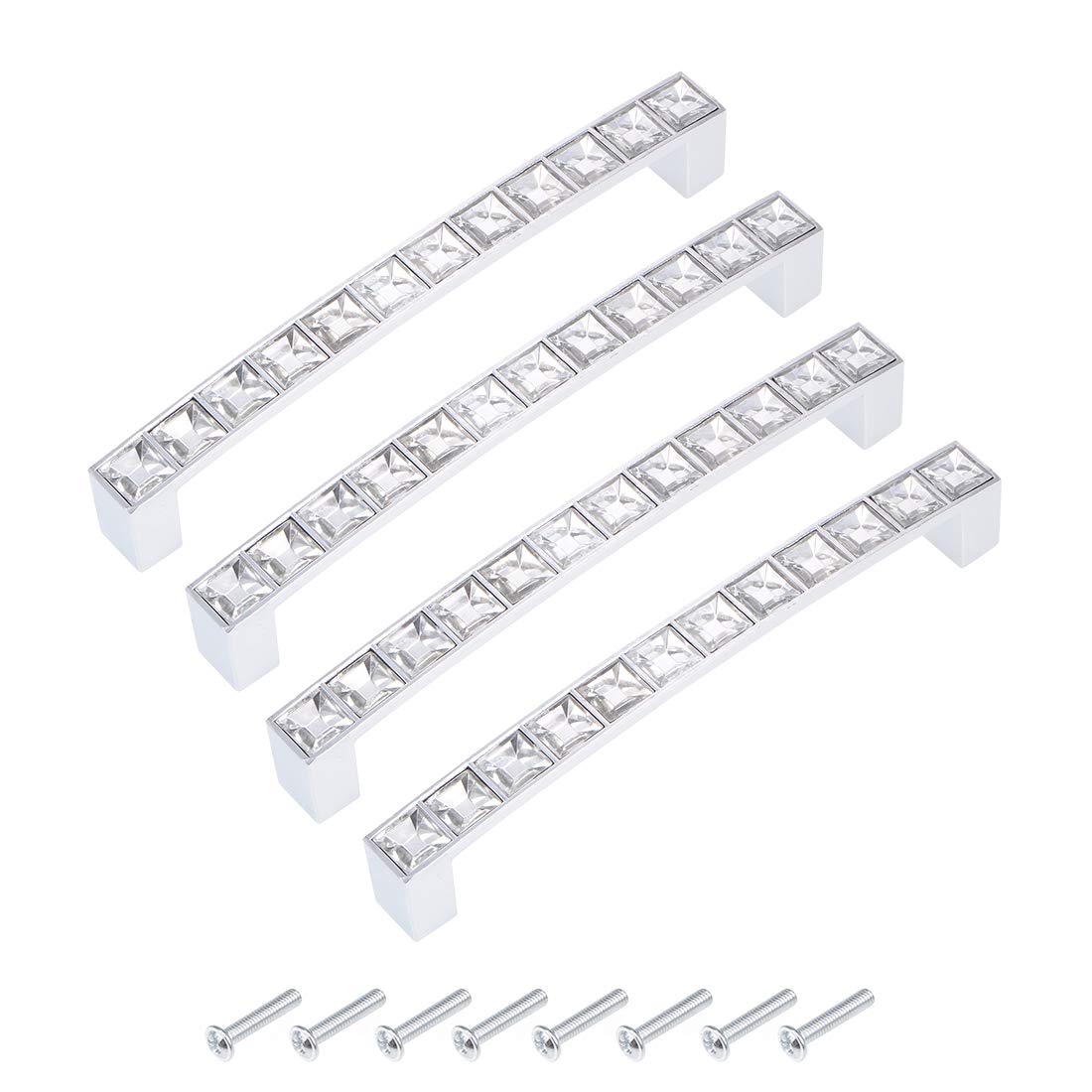 uxcell 128mm Cabinet Pulls Drawer Handles - Alloy Crystal Knobs with Screws (4Pcs) - Perfect for Kitchen Cabinets, Dressers & Furniture Upgrades