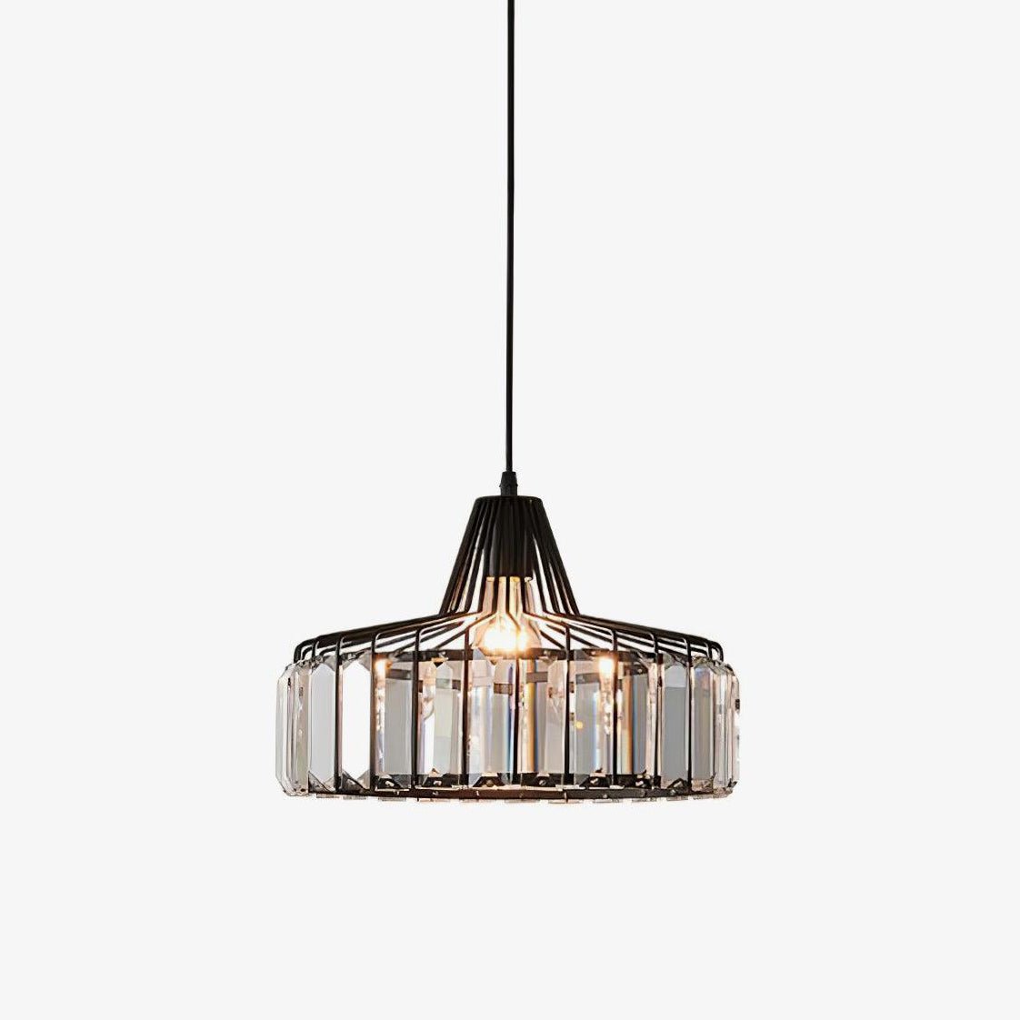Crystal Drum Pendant Light - Modern Glass Ceiling Chandelier for Dining Room, Living Room & Bedroom Lighting Decor