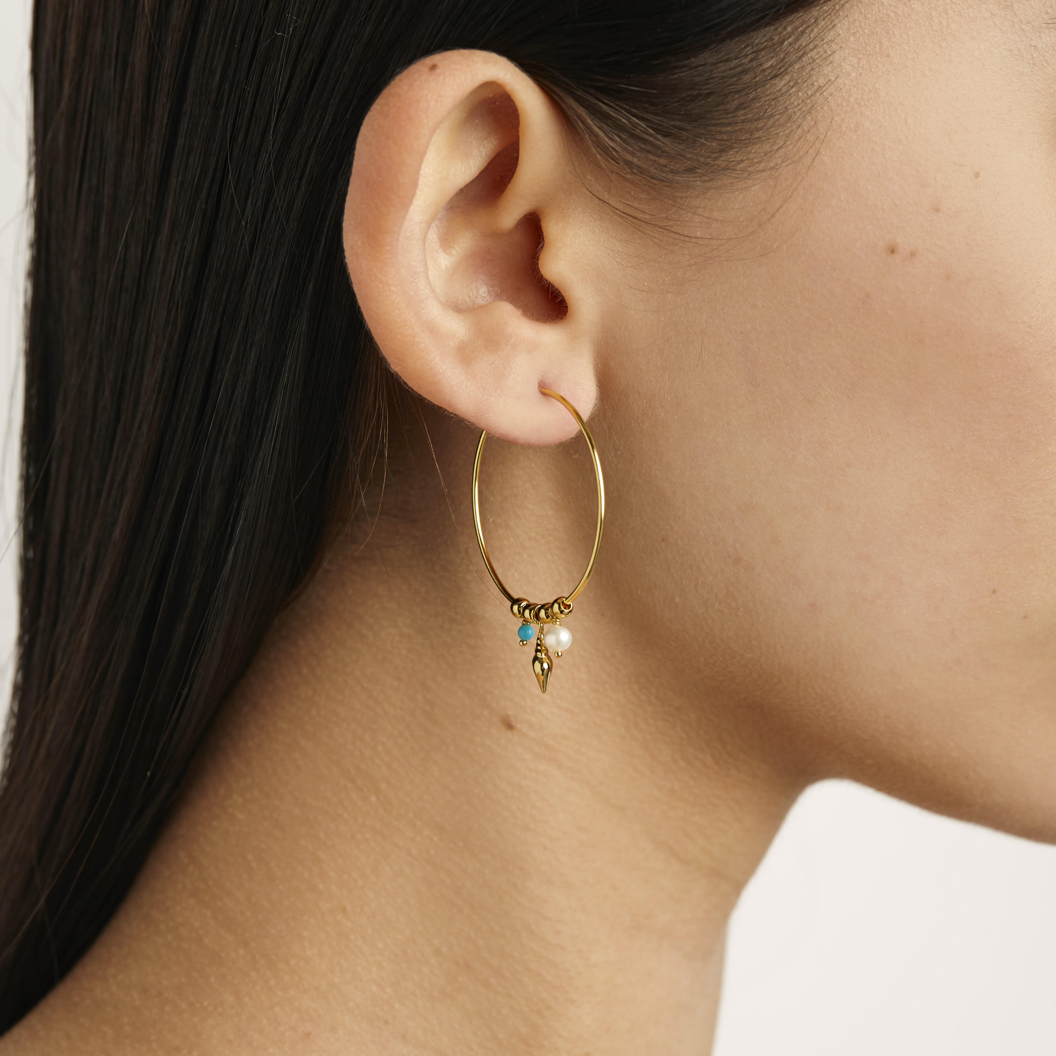 Oceania Gold Hoops Earrings for Women - 14K Gold Plated Dainty Hoop Earrings - Trendy Minimalist Jewelry for Everyday Wear, Parties & Gifts