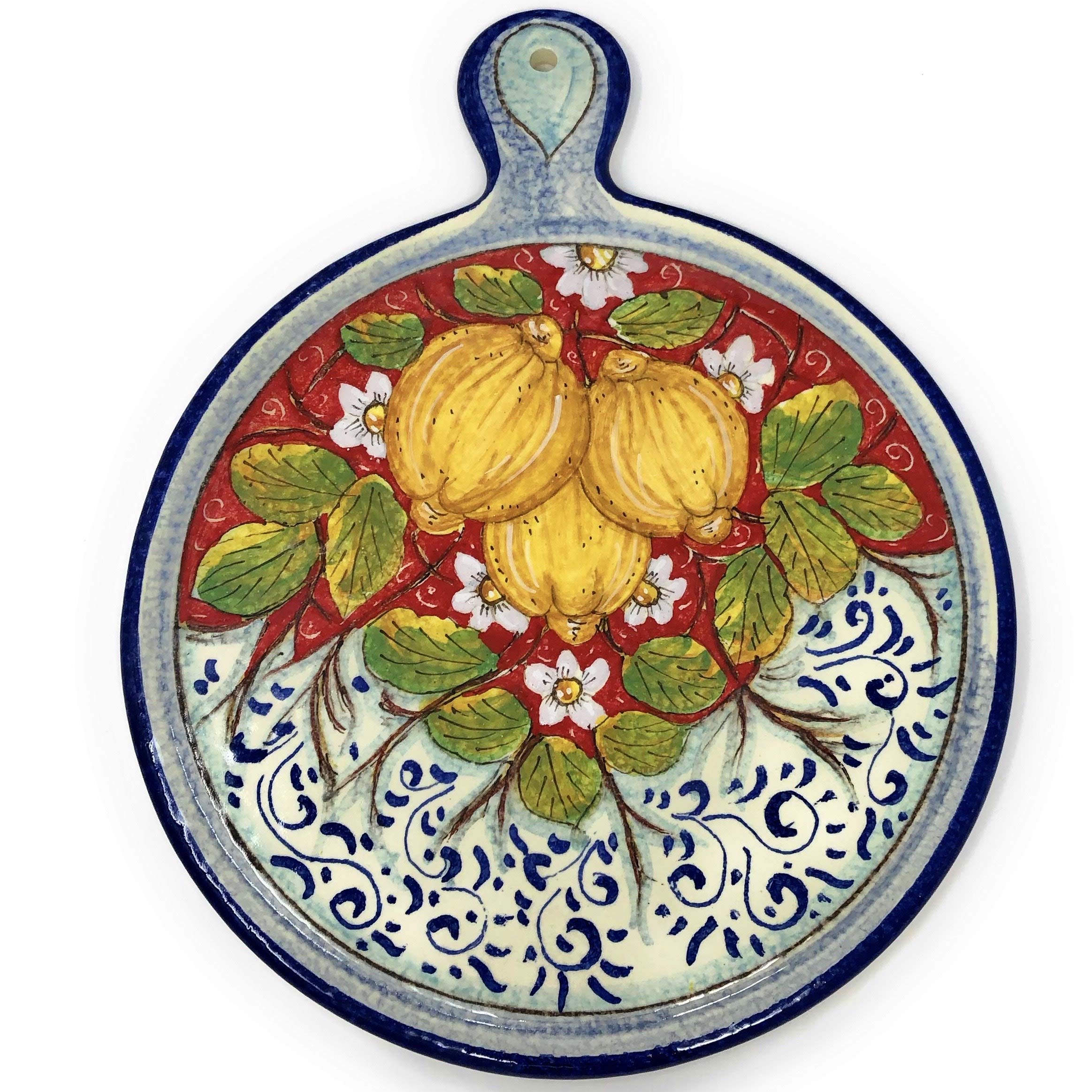 Italian Ceramic Trivet Hand Painted with Lemons - CERAMICHE PARRINI Tuscan Kitchenware, Pottery Tile for Hot Dishes & Table Decor - Made in Italy | Perfect for Dining Tables, Kitchen Countertops & Gift Giving