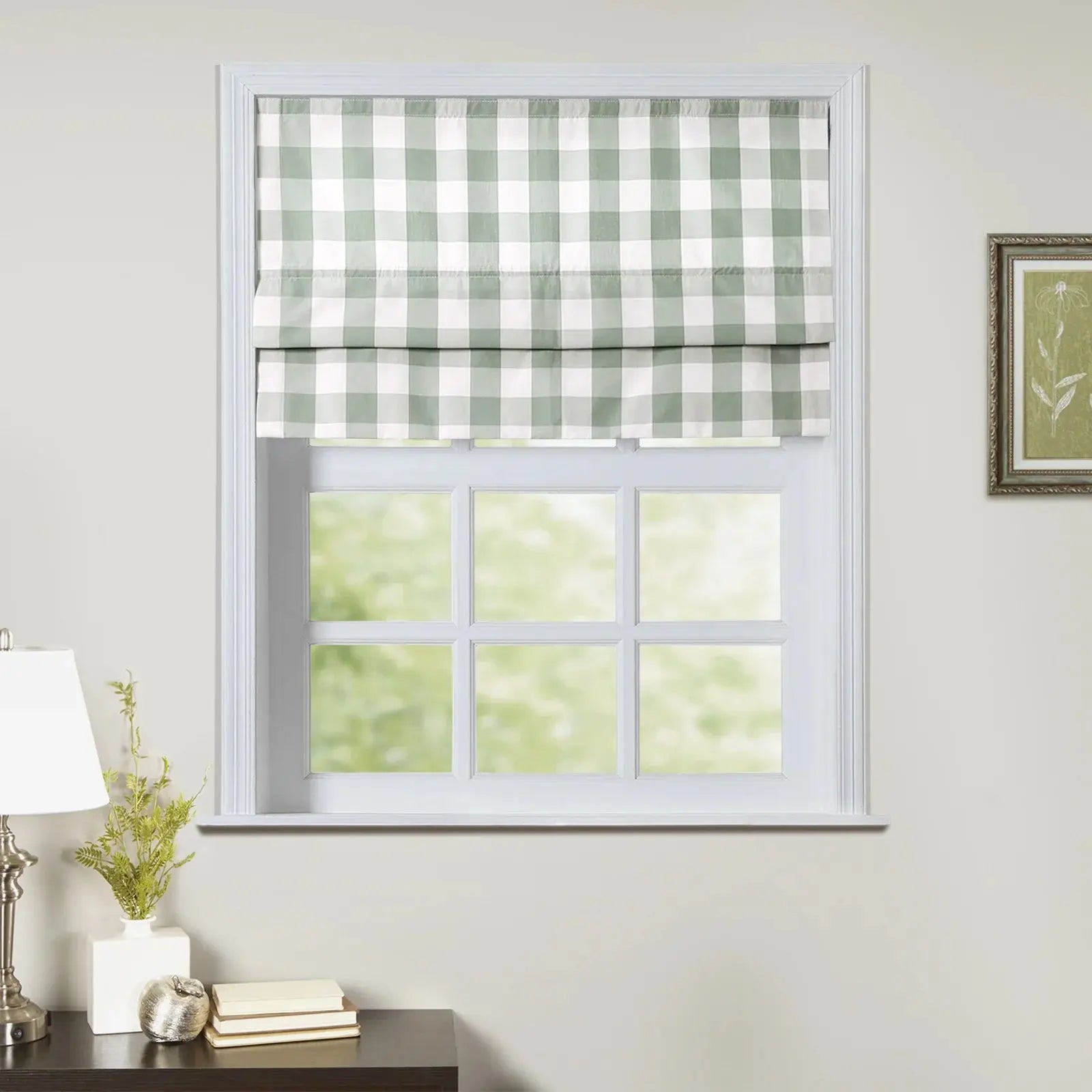 Celia Patterned Cordless Roman Shade Window Treatment - Blackout Fabric for Bedroom & Living Room Privacy & Light Control