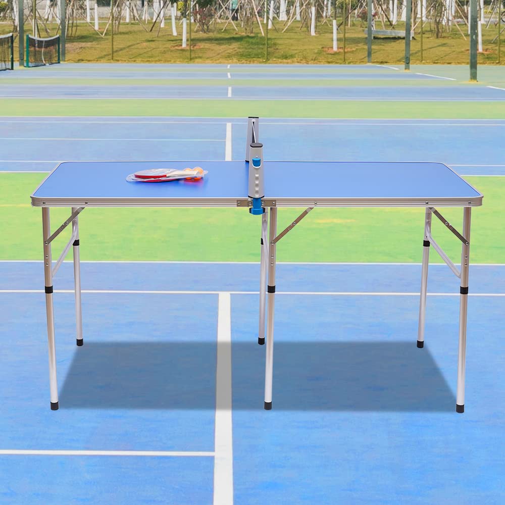 Foldable Preassembled Ping Pong Table Set with Removable Net - Portable Indoor/Outdoor Table Tennis Game for Home, Office & Backyard Fun