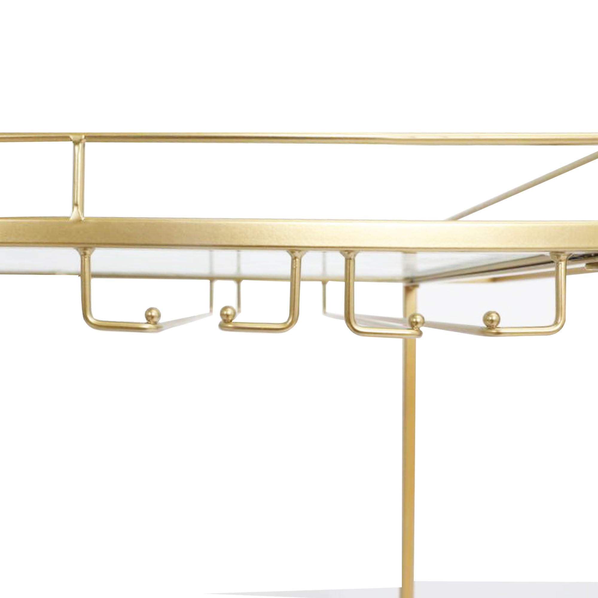 Gold Serving Bar Cart for Living Room - Home Island Mini Bar with Wine Glass Storage Shelf | Perfect for Entertaining, Cocktail Parties & Small Space Decor