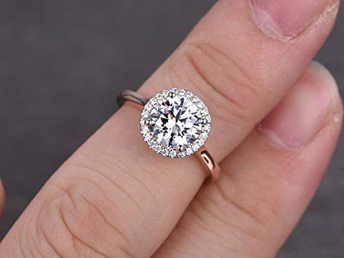 1.25 Ct Round Cut Halo Moissanite & Diamond Ring in 18k Gold Plating - Best Seller for Engagement, Wedding, Anniversary & Special Occasions