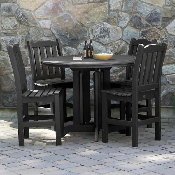 Lehigh 5-Piece Round Counter Height Recycled Plastic Outdoor Dining Set - Patio, Deck, Garden, or Backyard Furniture for Casual Entertaining