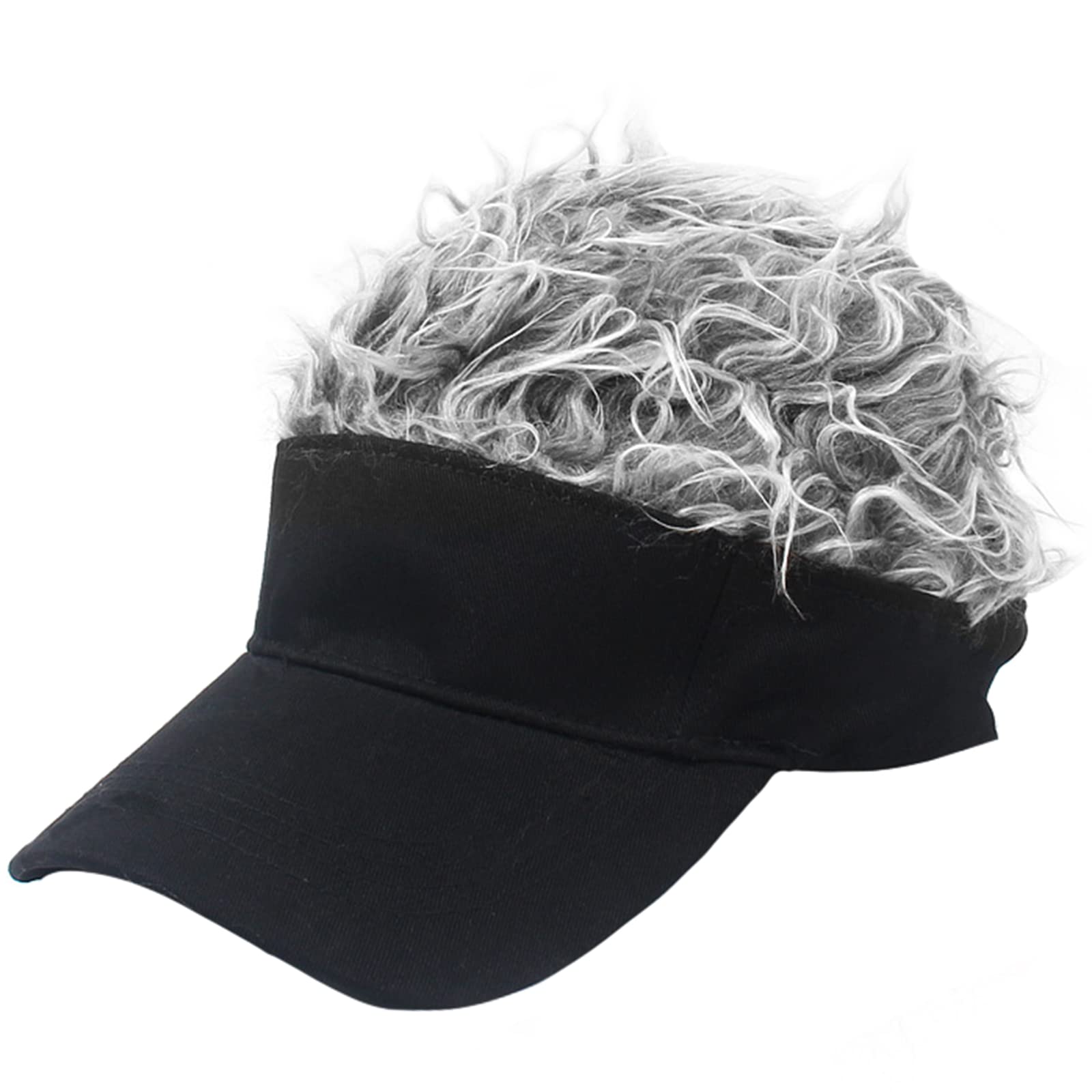 Malaxlx Men's Adjustable Visor Cap with Fake Hair - Breathable Baseball & Golf Hat for Sun Protection - Perfect for Outdoor Sports, Running, and Summer Fashion