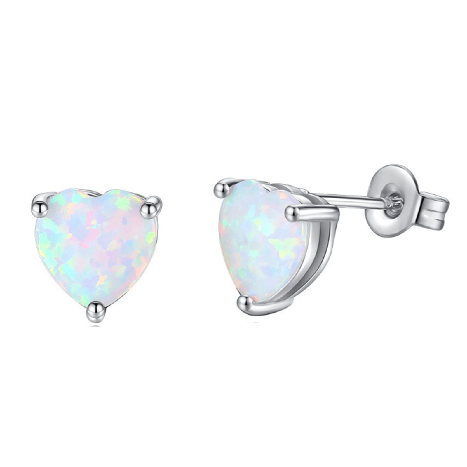 Elegant Opal Earrings for Women - Round White Opal Stone Handmade Jewelry, Fashion Dangle Earrings | Perfect Valentine's Day Gift, Birthday Present for Girlfriend, Wife (Silver, One Size) | Great for Date Night, Wedding, Party & Special Occasions