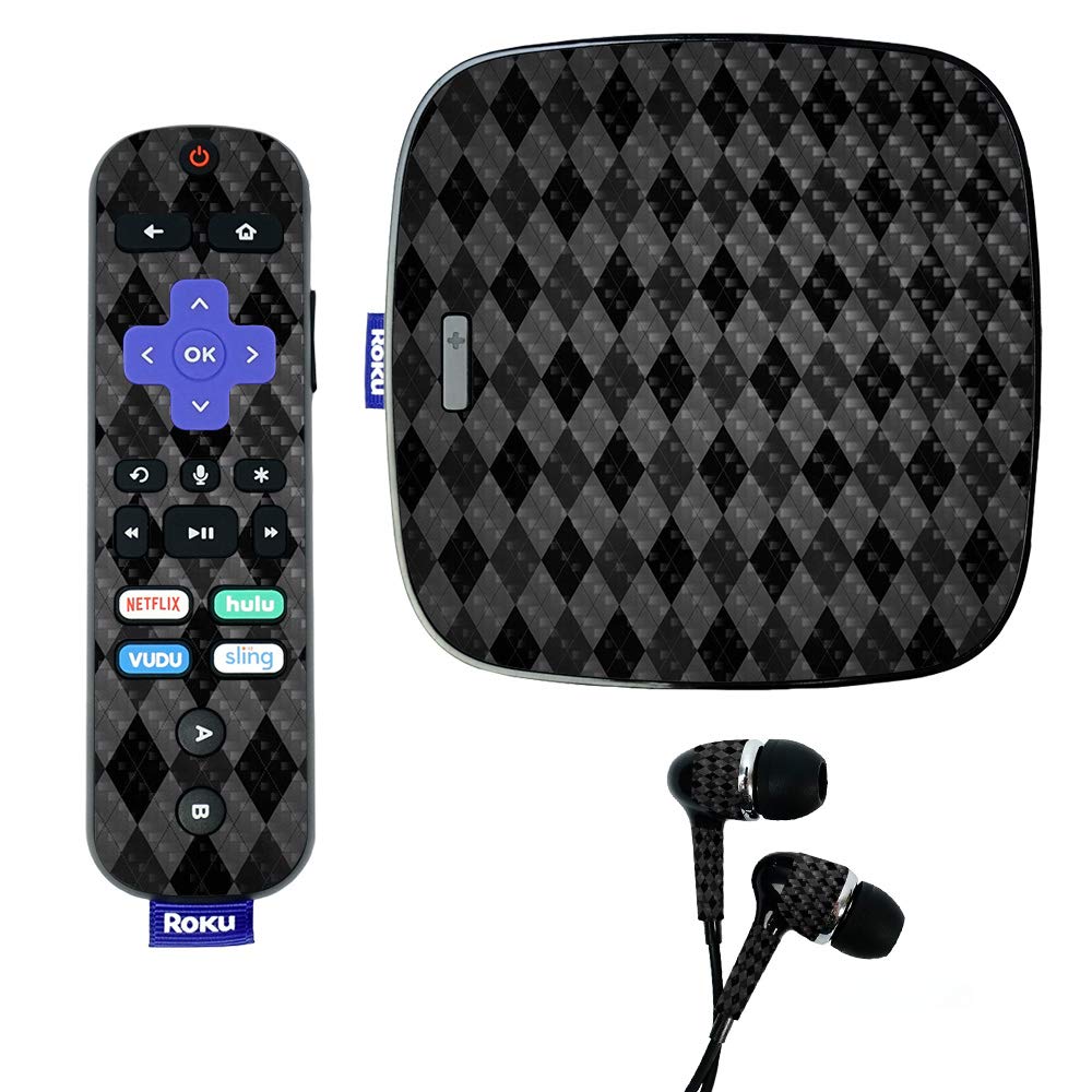 Premium Carbon Fiber Skin for Roku Ultra - Black Argyle Design | Protective & Durable Textured Cover | Easy to Apply & Remove | Made in USA | Perfect for Home Entertainment & Device Protection