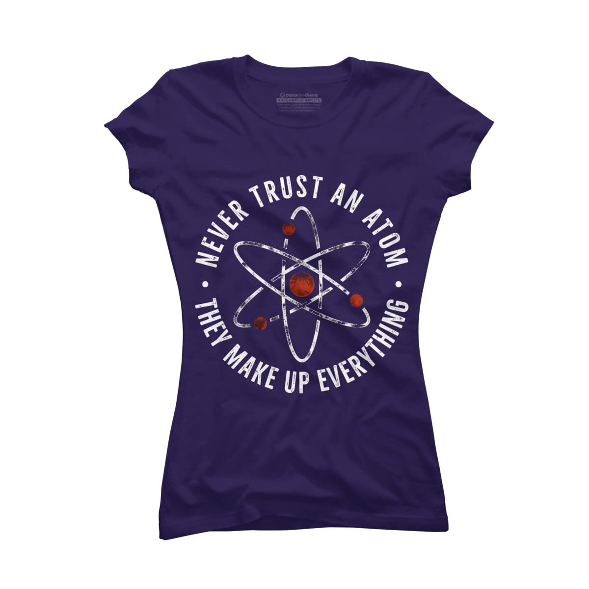 Funny Science Joke T-Shirt for Teens - Never Trust an Atom They Make Up Everything - Cool Graphic Tee for School, Parties & Science Lovers