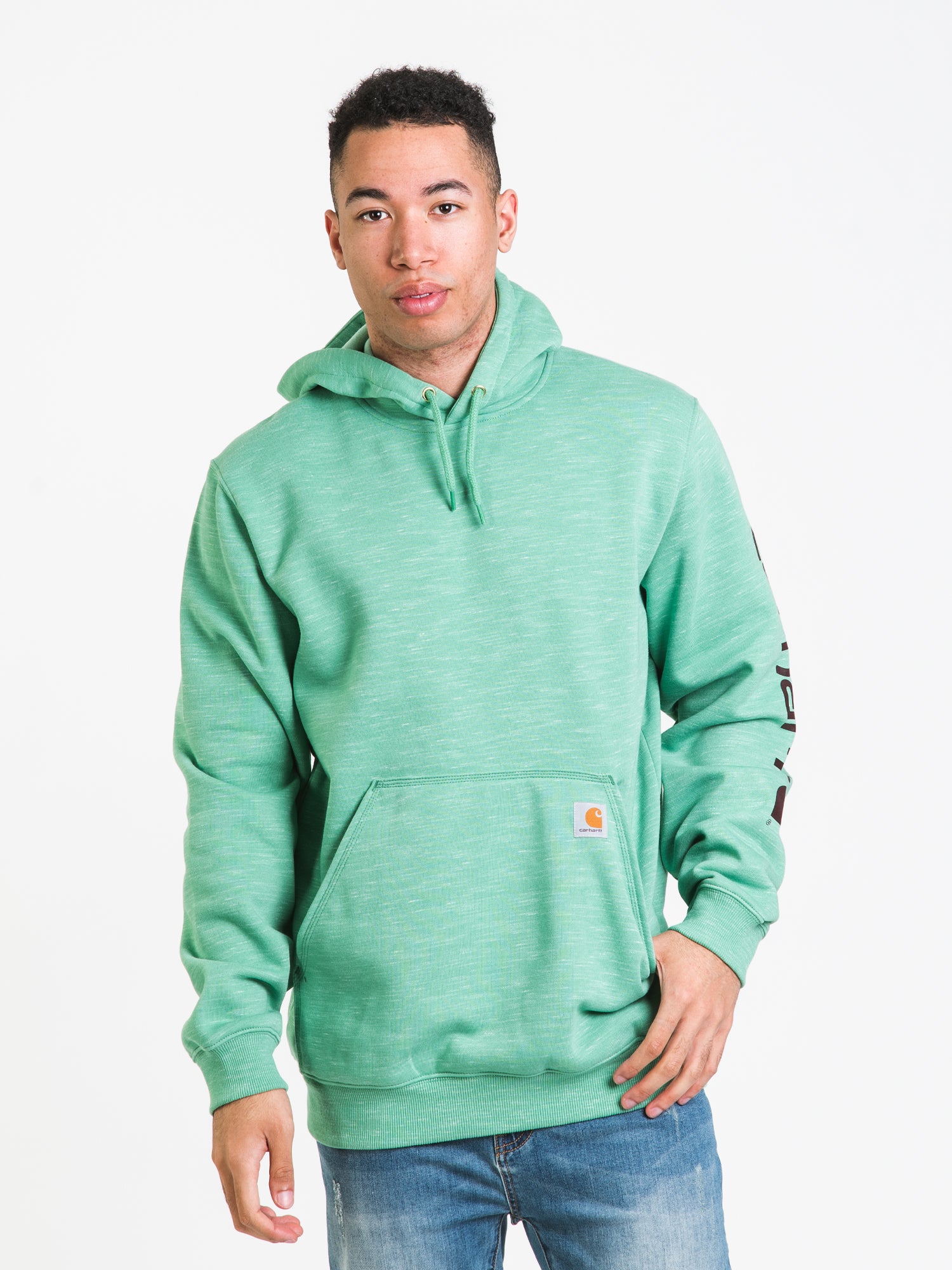 Carhartt Loose Fit Midweight Logo Sleeve Hoodie for Men - Comfortable & Durable Workwear - Perfect for Construction, Outdoor Work & Casual Wear