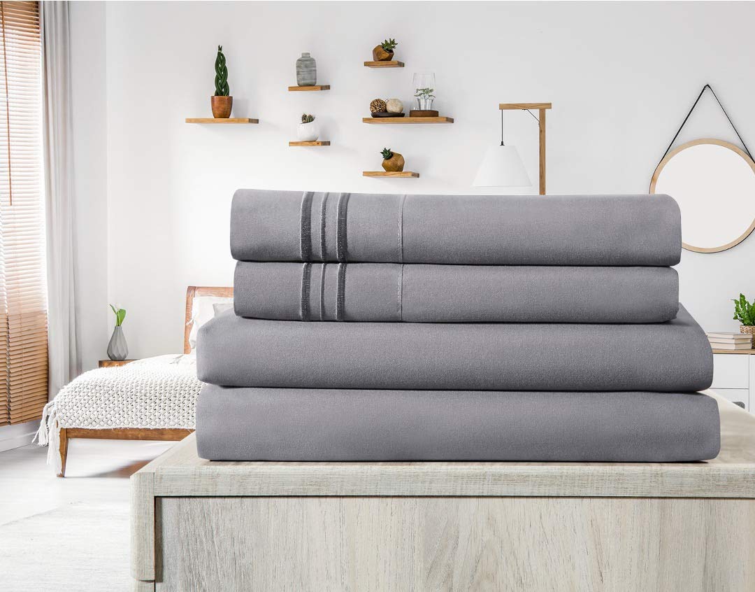 Elif Twin Size Bed Sheets Set - Ultra Soft Brushed Microfiber 3-Piece Bedding with 14