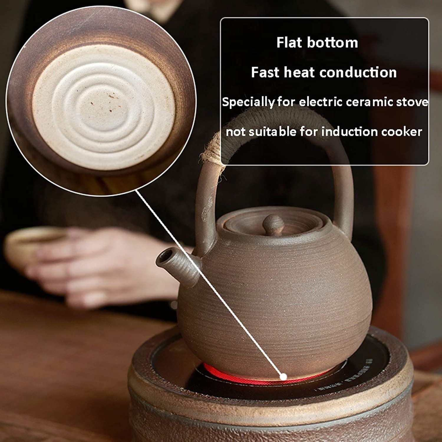 Premium Japanese & Chinese Ceramic Teapot 1200ml - Traditional Cast Iron & Porcelain Tea Kettle for Home Use - Compatible with Electric Stove - Perfect for Green Tea, Oolong Tea & Herbal Brewing - Elegant Tea Ceremony & Daily Tea Drinking Essential