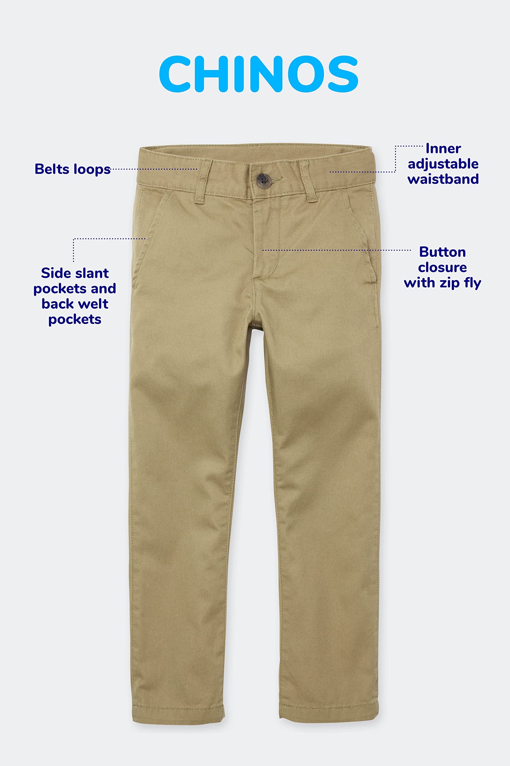 The Children's Place Baby Toddler Boys Chino Pants - Soft Cotton Casual Pants for Infant & Toddler Boys | Perfect for Playdates, Daycare & Family Outings