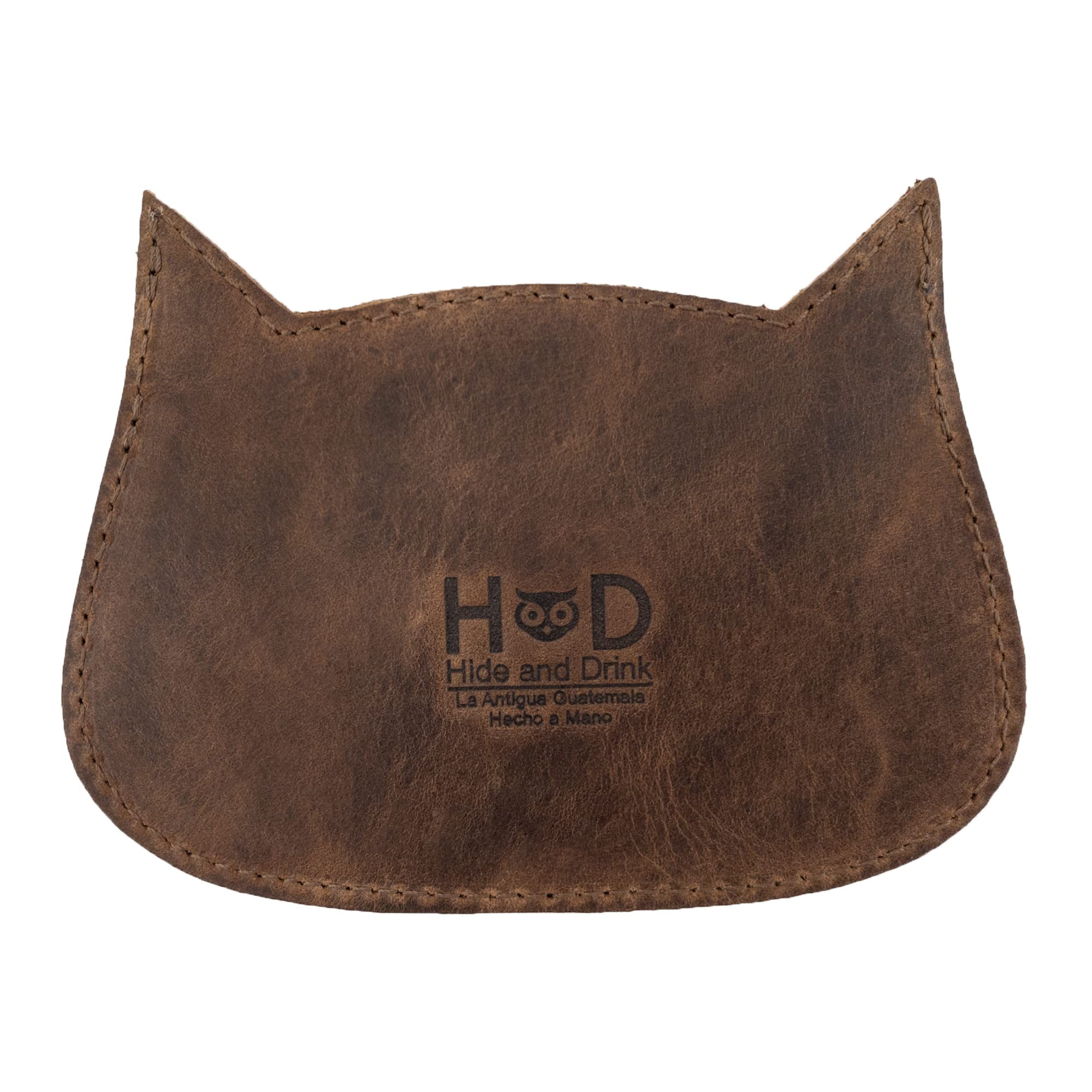 Handmade Full Grain Leather Cat Shape Wallet by Hide & Drink - Bourbon Brown | Stylish & Durable Women's Accessory for Everyday Use & Gift Giving