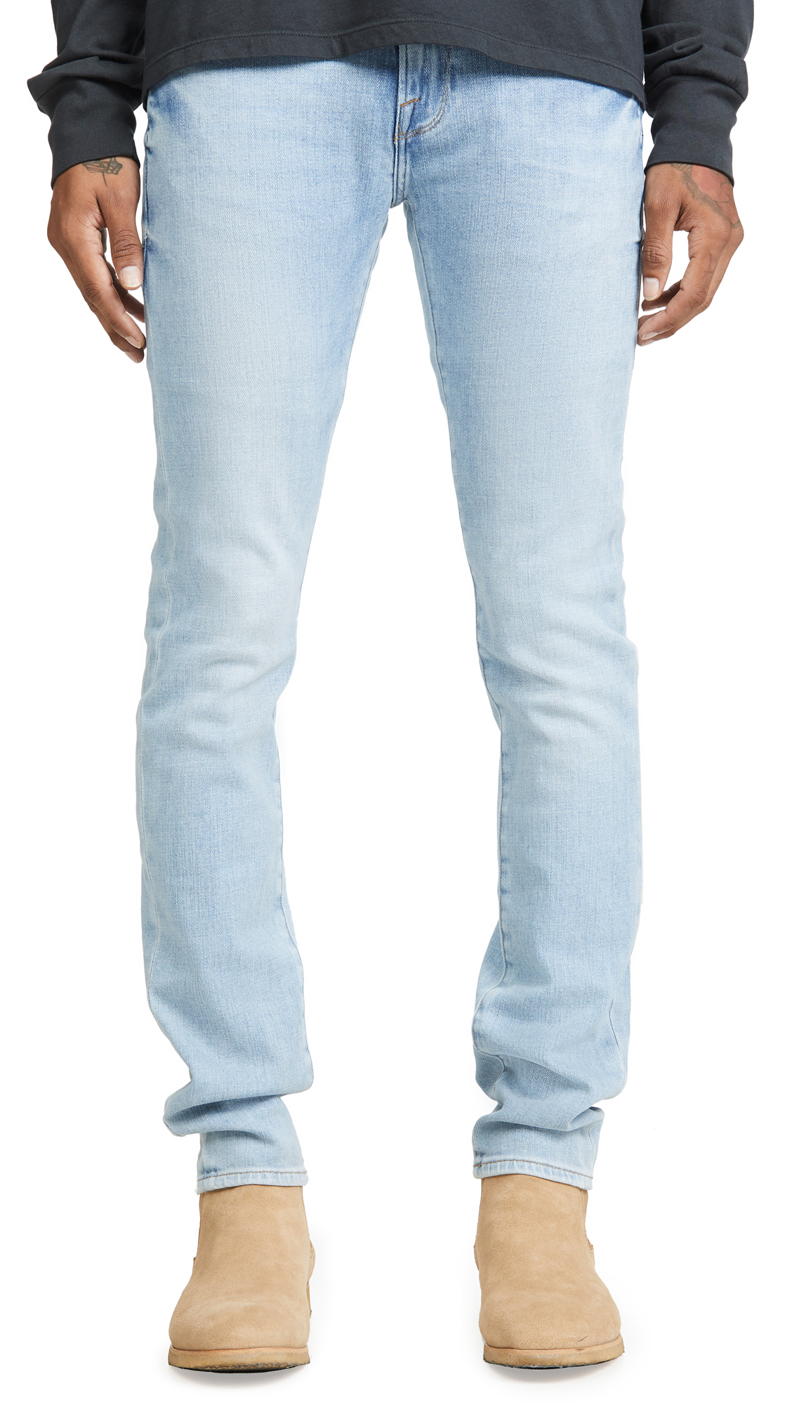 FRAME Men's L'Homme Skinny Fit Stretch Denim Jeans - Finn Wash | Slim Tapered Jeans for Men | Perfect for Casual Wear & Night Out