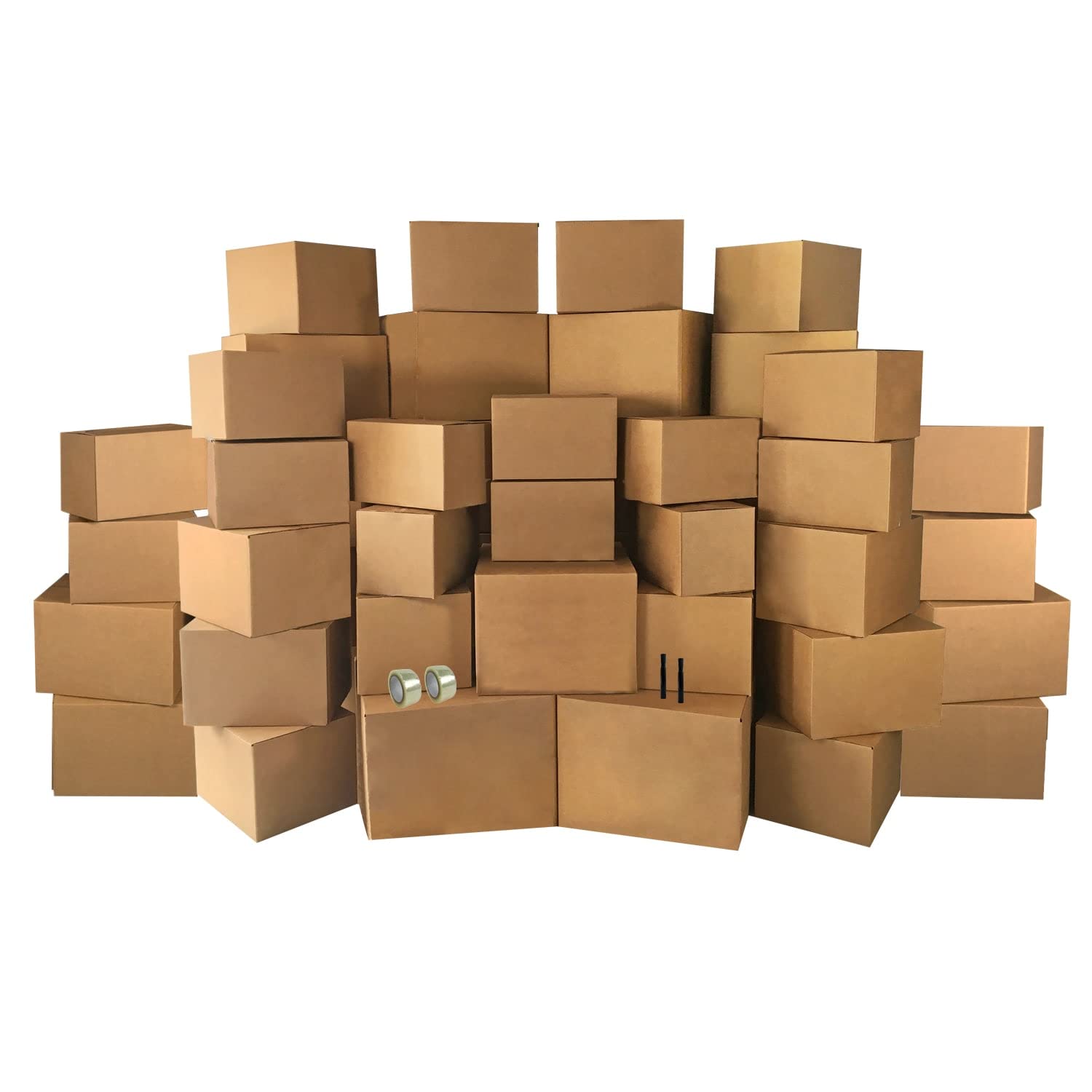 4 Room Economy Moving Kit - 52 Packing Boxes & Supplies for Home, Office & Apartment Relocation | Heavy Duty Cardboard Boxes with Packing Tape, Bubble Wrap & Markers