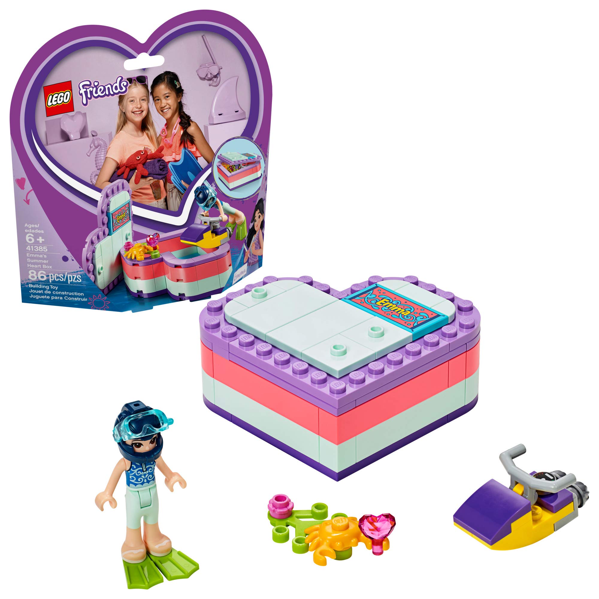 LEGO Friends Emma’s Summer Heart Box 41385 Building Kit (86 Pieces) - Creative Construction Toy for Kids Ages 6+, Perfect for Birthday Gifts & Summer Playtime