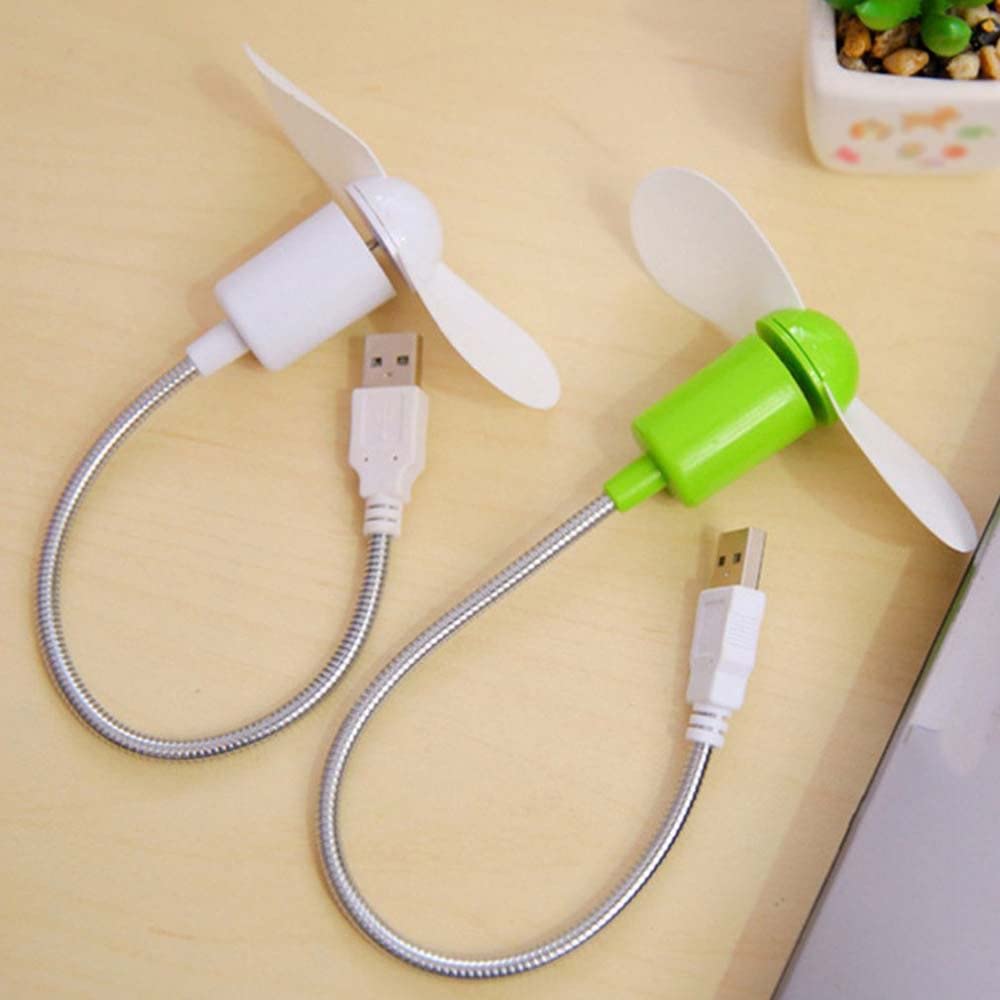 Mini USB Snake Fan - Flexible Bendable Air Cooler for Computer & Laptop, Portable Desktop Fan with Soft Leaves, Quiet Cooling (White) - Perfect for Office, Home & Travel Use