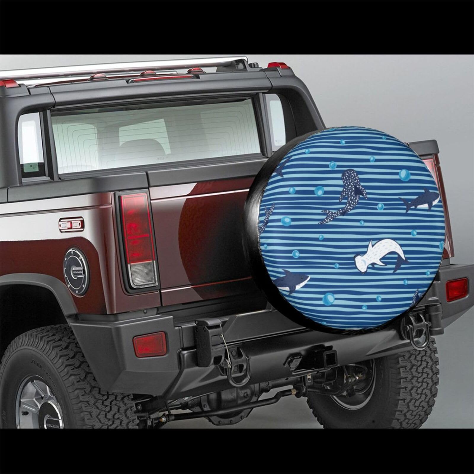 Shark Design Waterproof UV-Resistant Universal Spare Tire Cover - Fits 17