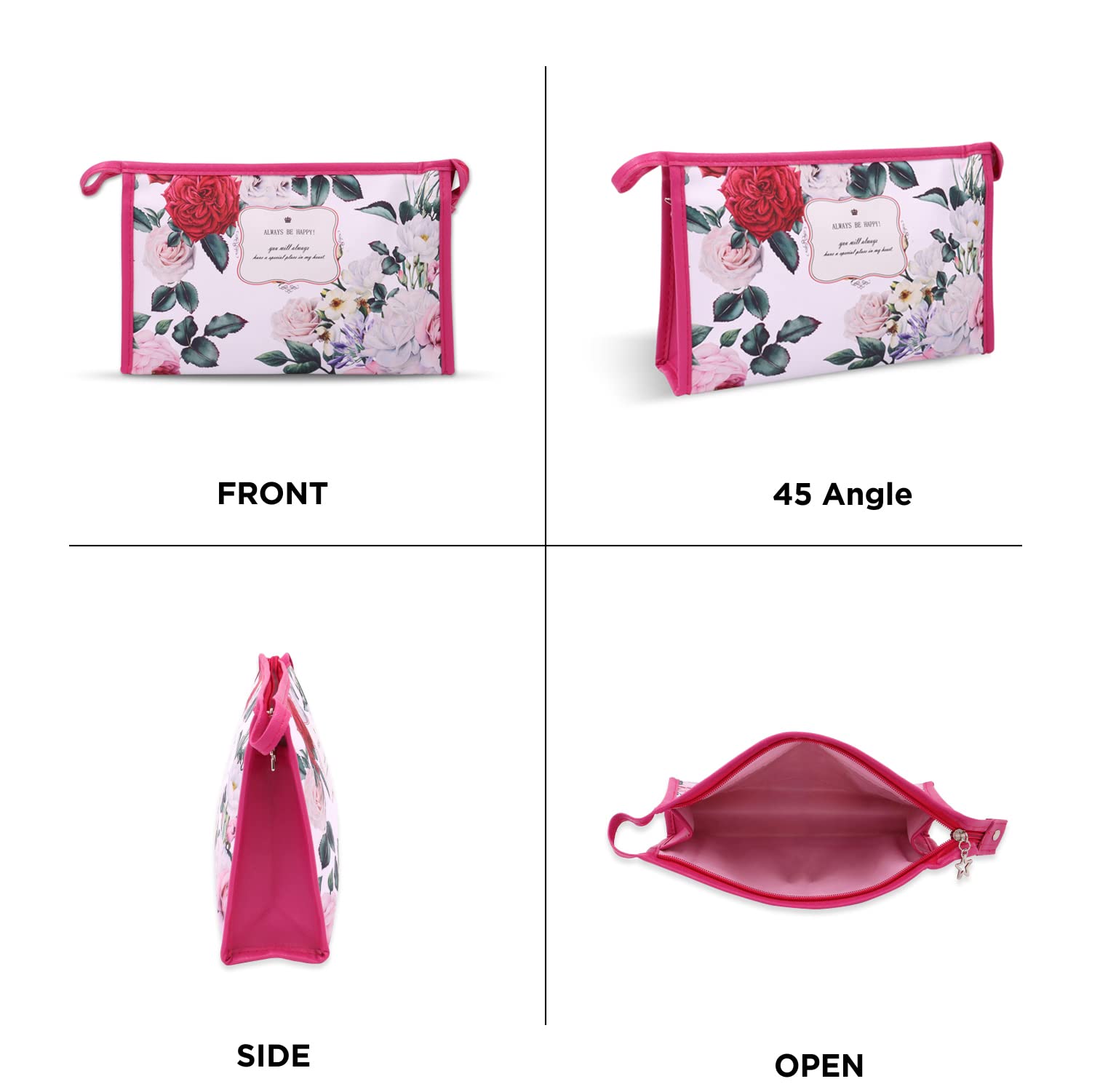 **Ayaha PU Floral Print Makeup Pouch for Women – Stylish Cosmetic Bag for Travel & Daily Use | Waterproof Toiletry Organizer | Perfect for Makeup Brushes, Lipsticks & Skincare Essentials**    *(Use Cases: Ideal for travel, gym, daily makeup storage, or as a stylish gift for women.)*