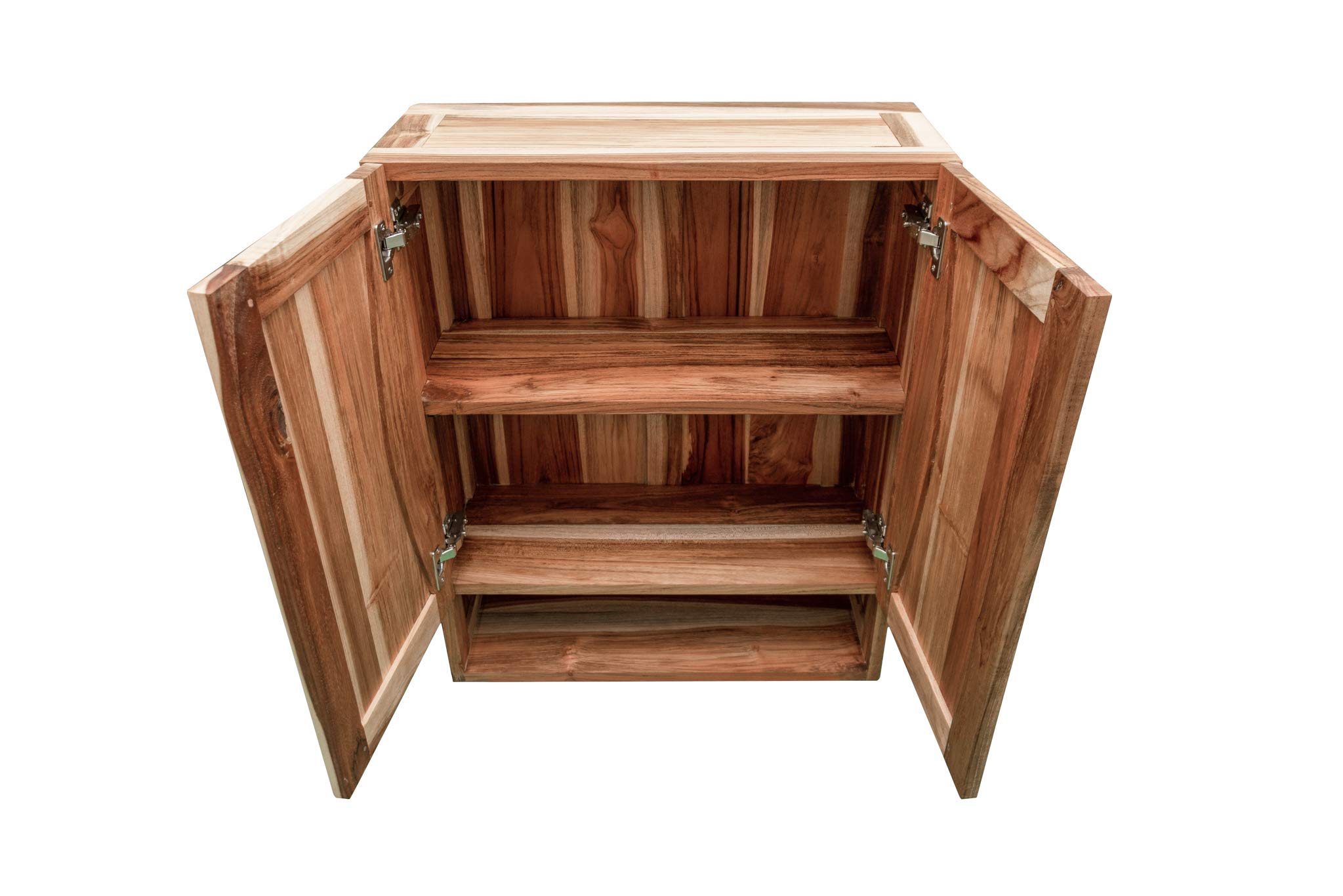EcoDecors 100% Solid Teak Wood Hanging Wall Medicine Cabinet with Soft Close Doors - Natural Finish Bathroom Storage for Toiletries & Essentials | Perfect for Bathroom, Spa, or Salon Organization