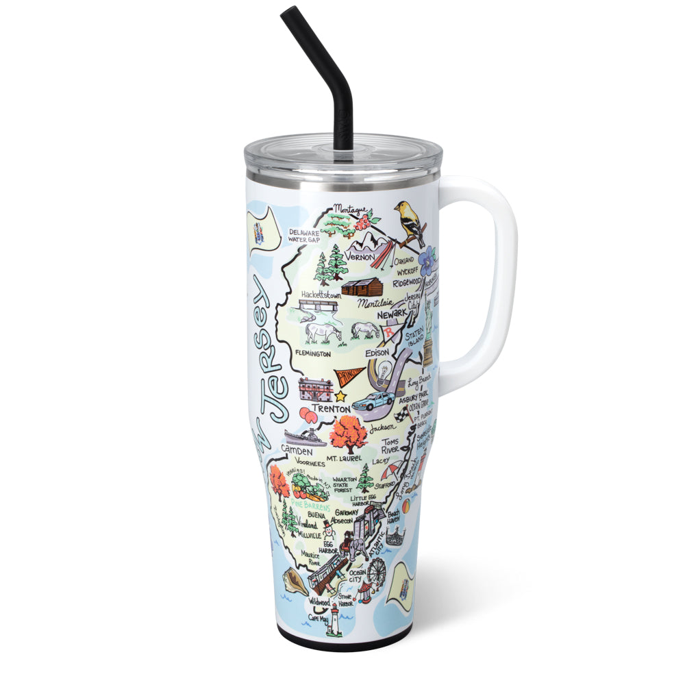 40oz New Jersey Mega Mug - Large Insulated Travel Tumbler for Coffee, Tea & Cold Drinks - Perfect for Home, Office & Outdoor Adventures